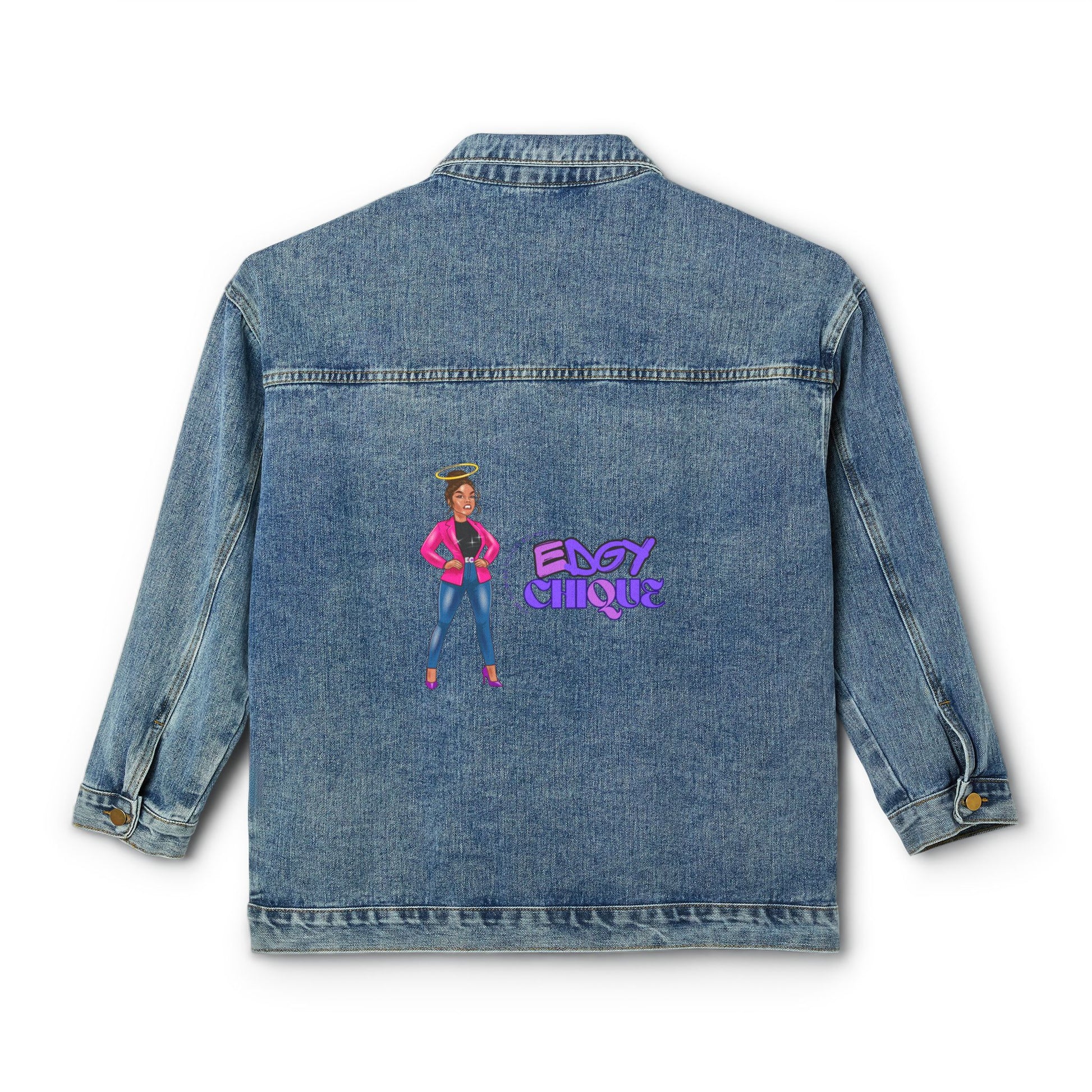 Edgy Chic Women's Denim Jacket - Trendy Retro Style for Fashion Lovers