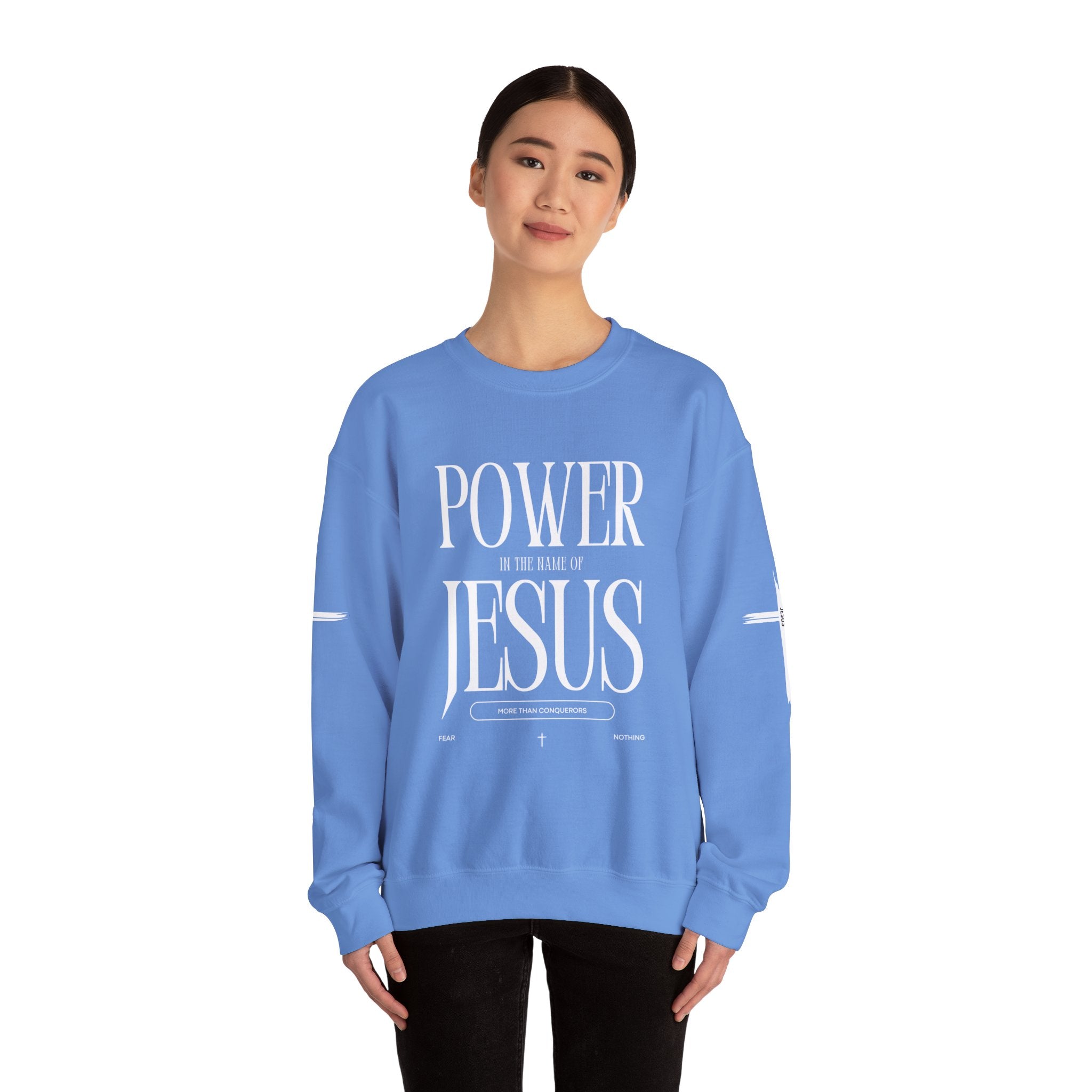 Collection of Power In the Name of Jesus Unisex Crewneck Sweatshirt for Comfort Lovers in a gallery layout