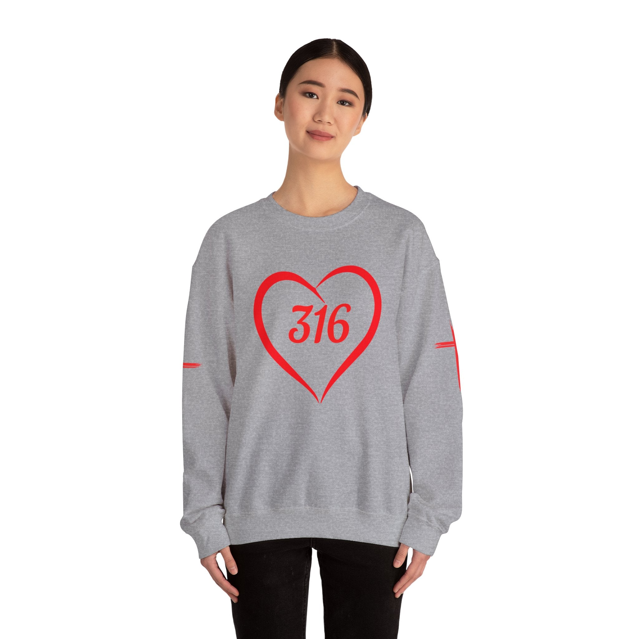 Collection of 316 Heart Graphic Unisex Crewneck Sweatshirt - Cozy Casual Love in a gallery layout