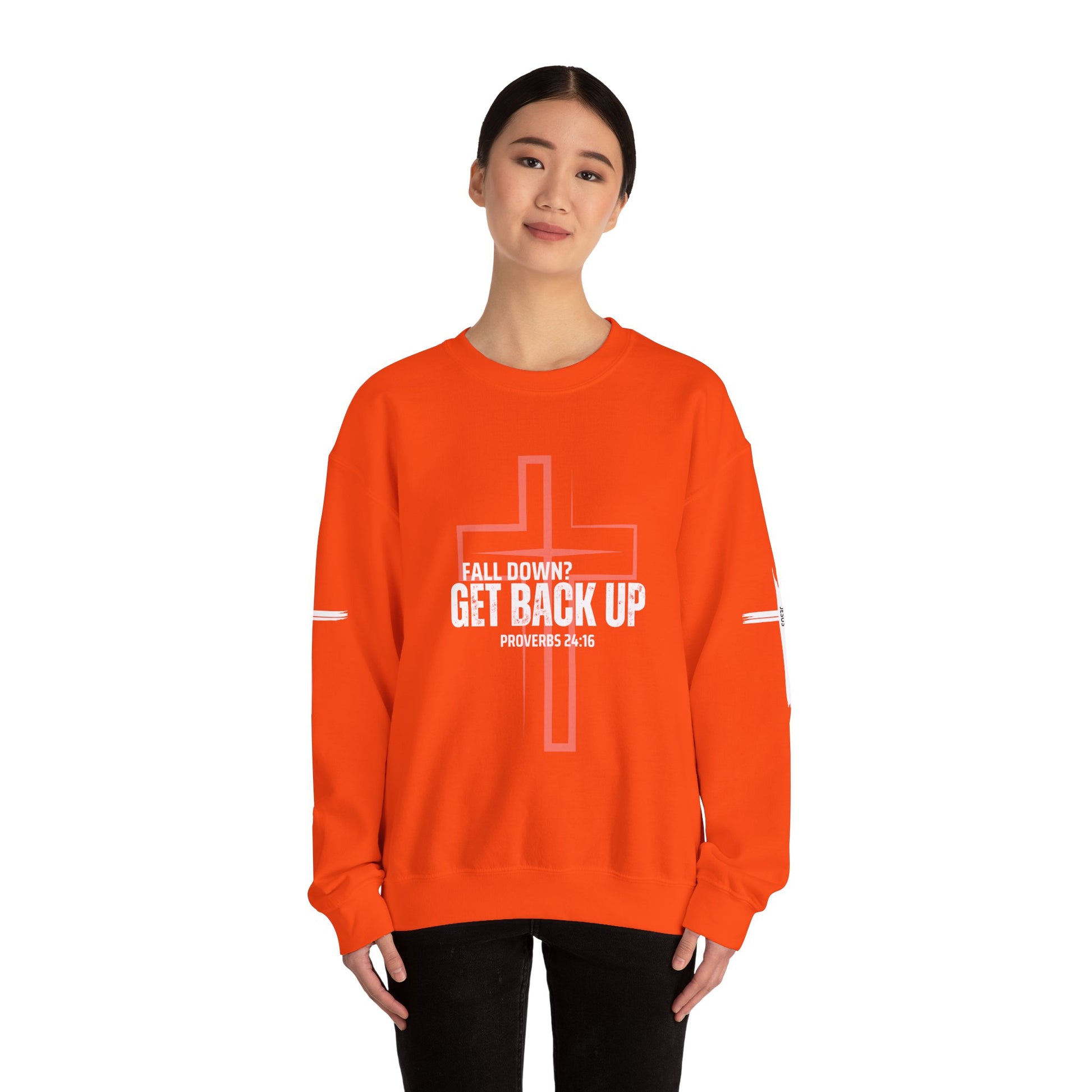 Inspirational Crewneck Sweatshirt - 'Get Back Up' Proverbs 24:16