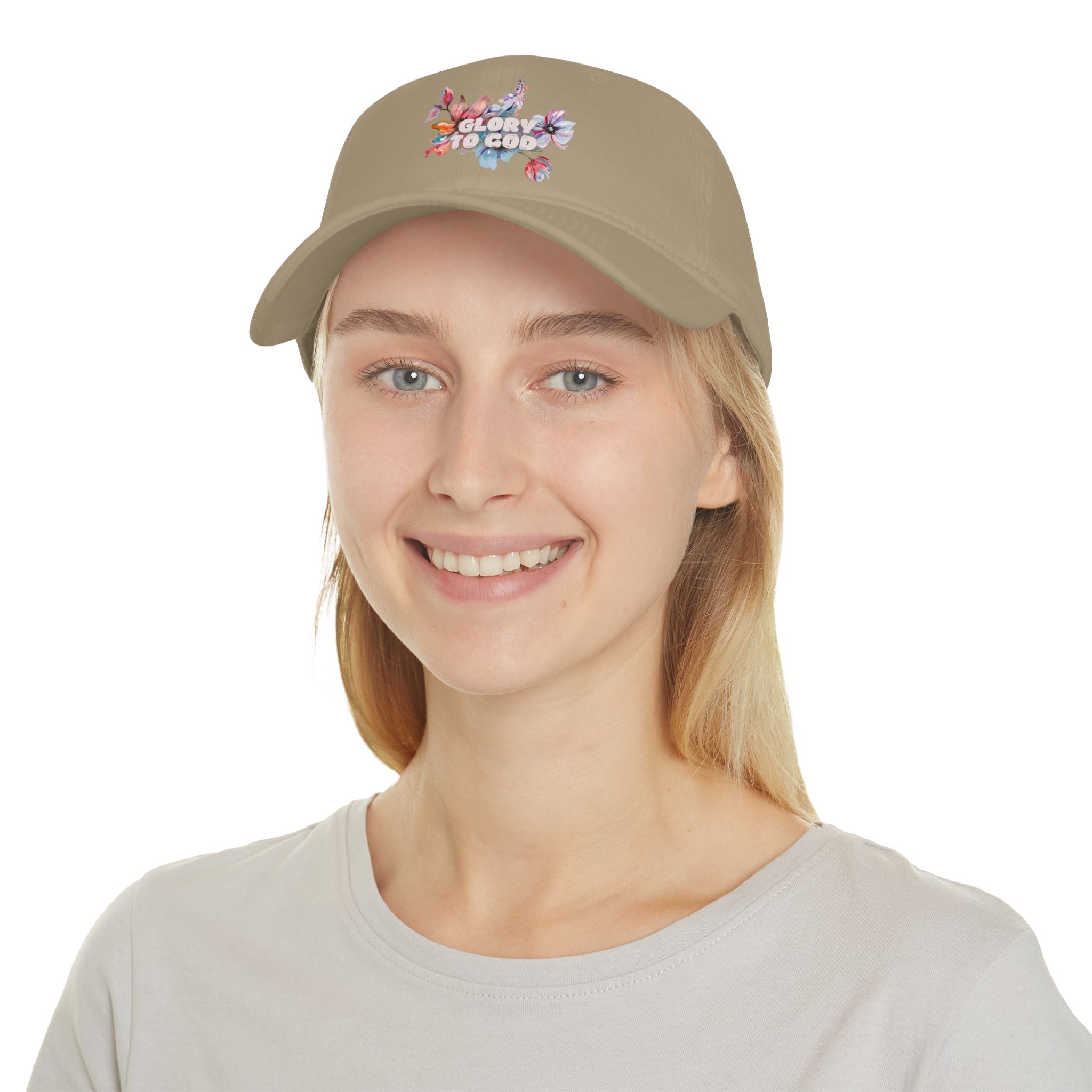 Collection of Glory to God Floral Low Profile Baseball Cap | Stylish Faith-Inspired Headwear in a gallery layout