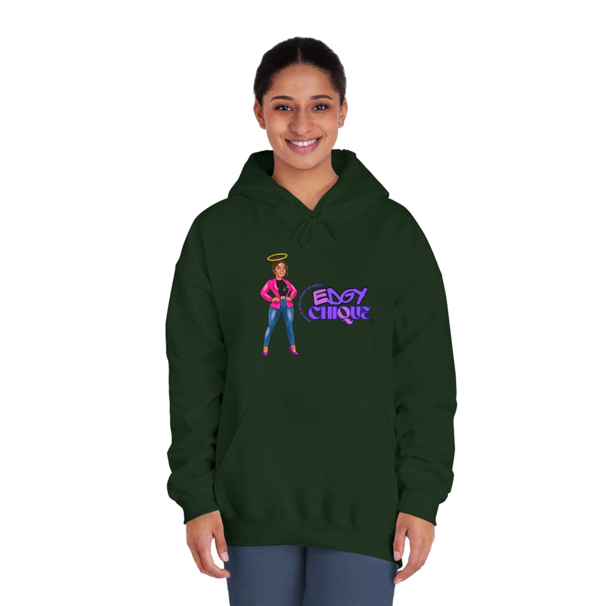 Edgy Chic Unisex Hooded Sweatshirt - Trendy Graphic Design for Fashion Lovers