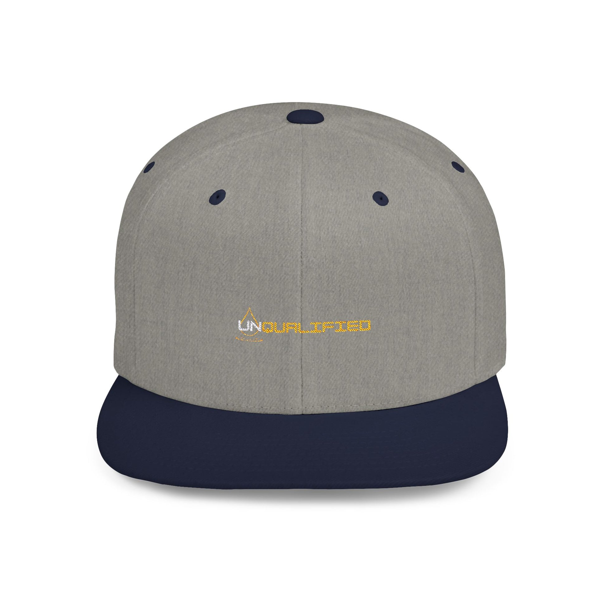 unQUALIFIED Embroidered Flat Bill Snapback Hat - Stylish & Trendy Headwear