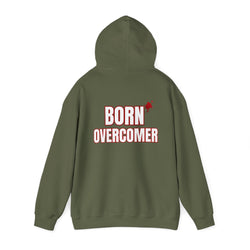 Collection of Born Overcomer - Unisex Heavy Blend Hoodie - Inspirational Sweatshirt for Everyday Comfort in a gallery layout