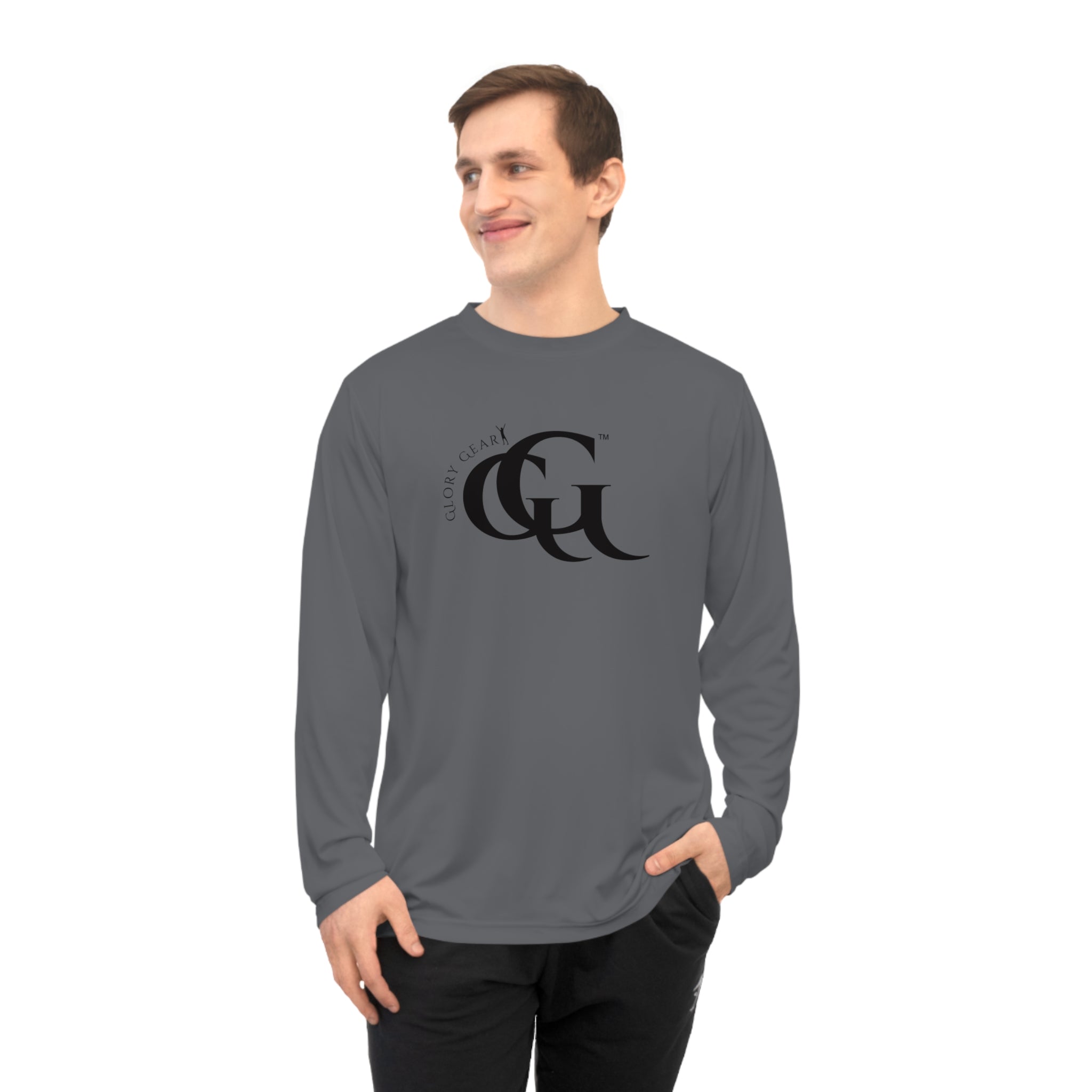 Collection of Unisex Performance Long Sleeve Shirt - 'Glory Gear' Athletic Tee for Fitness Enthusiasts in a gallery layout