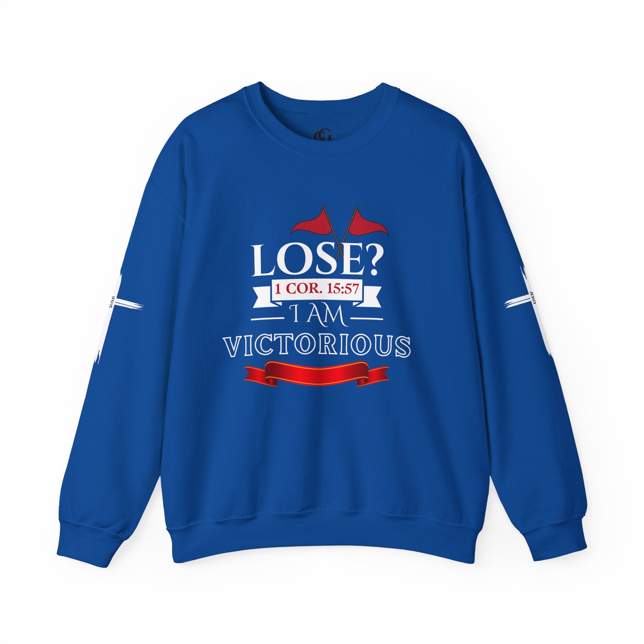 Collection of Inspirational Crewneck Sweatshirt - I AM VICTORIOUS 1 COR. 15:57 | Faith & Victory Apparel in a gallery layout