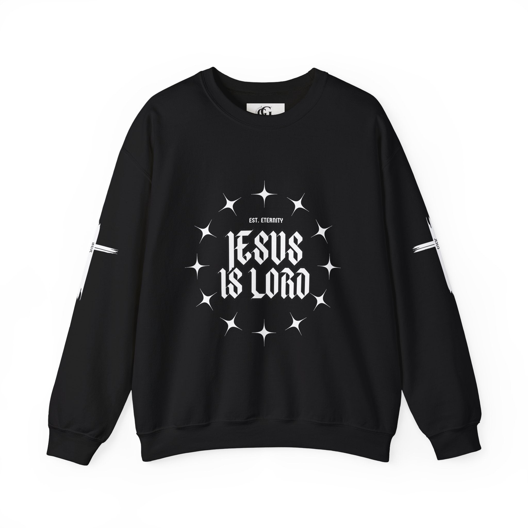 Collection of Faith-Inspired Unisex Heavy Blend Crewneck Sweatshirt - 'Jesus Is Lord' Design in a gallery layout