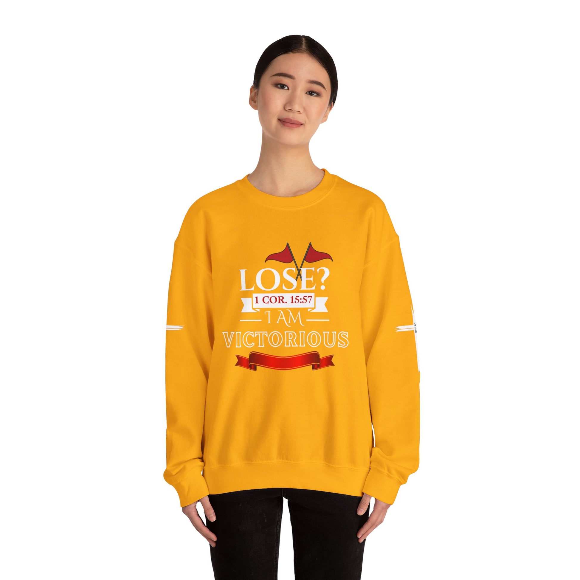 Inspirational Crewneck Sweatshirt - I AM VICTORIOUS 1 COR. 15:57 | Faith & Victory Apparel