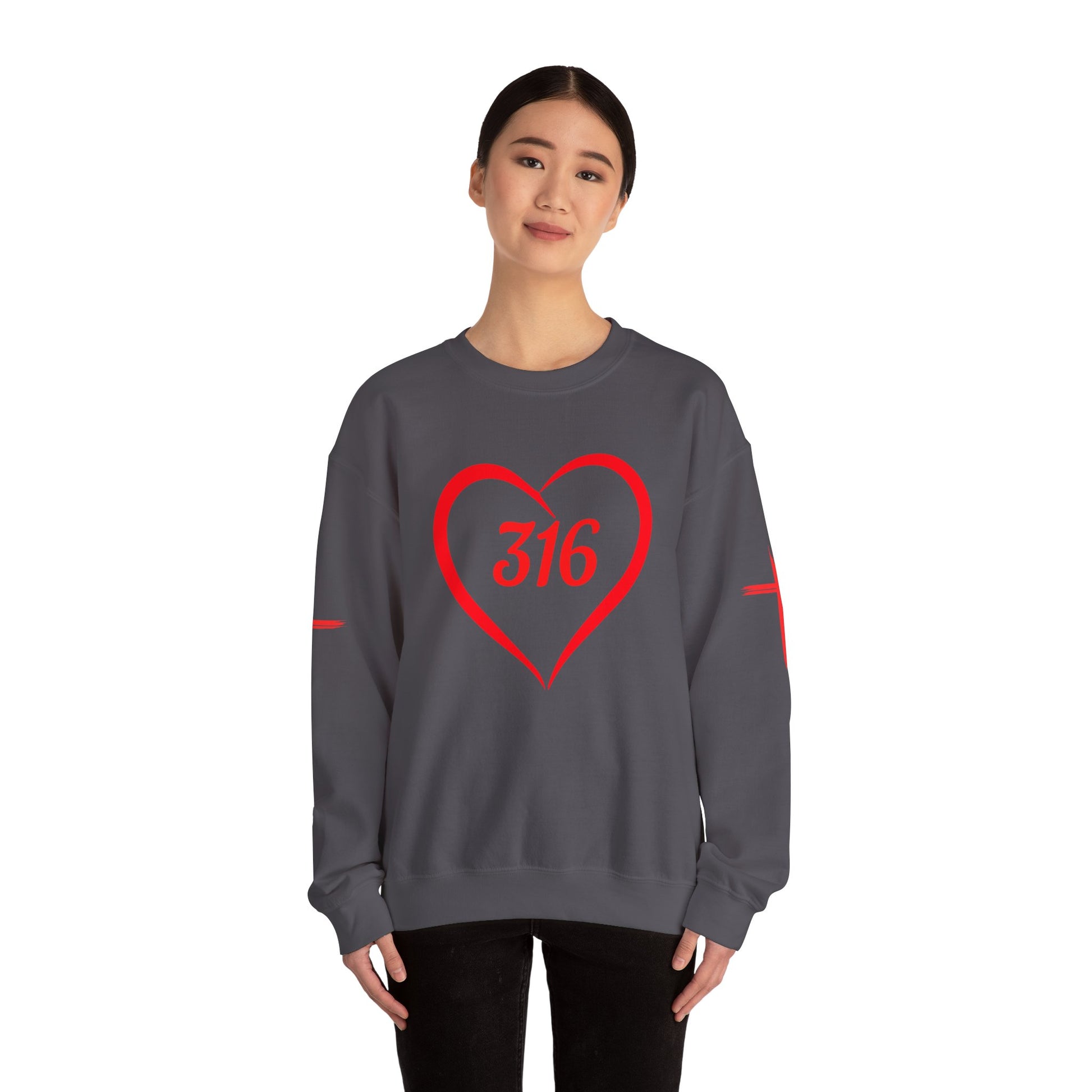 316 Heart Graphic Unisex Crewneck Sweatshirt - Cozy Casual Love