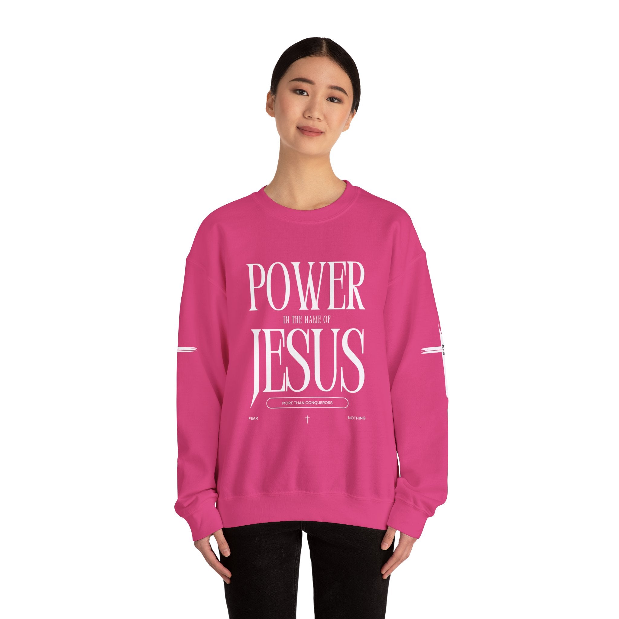 Collection of Power In the Name of Jesus Unisex Crewneck Sweatshirt for Comfort Lovers in a gallery layout