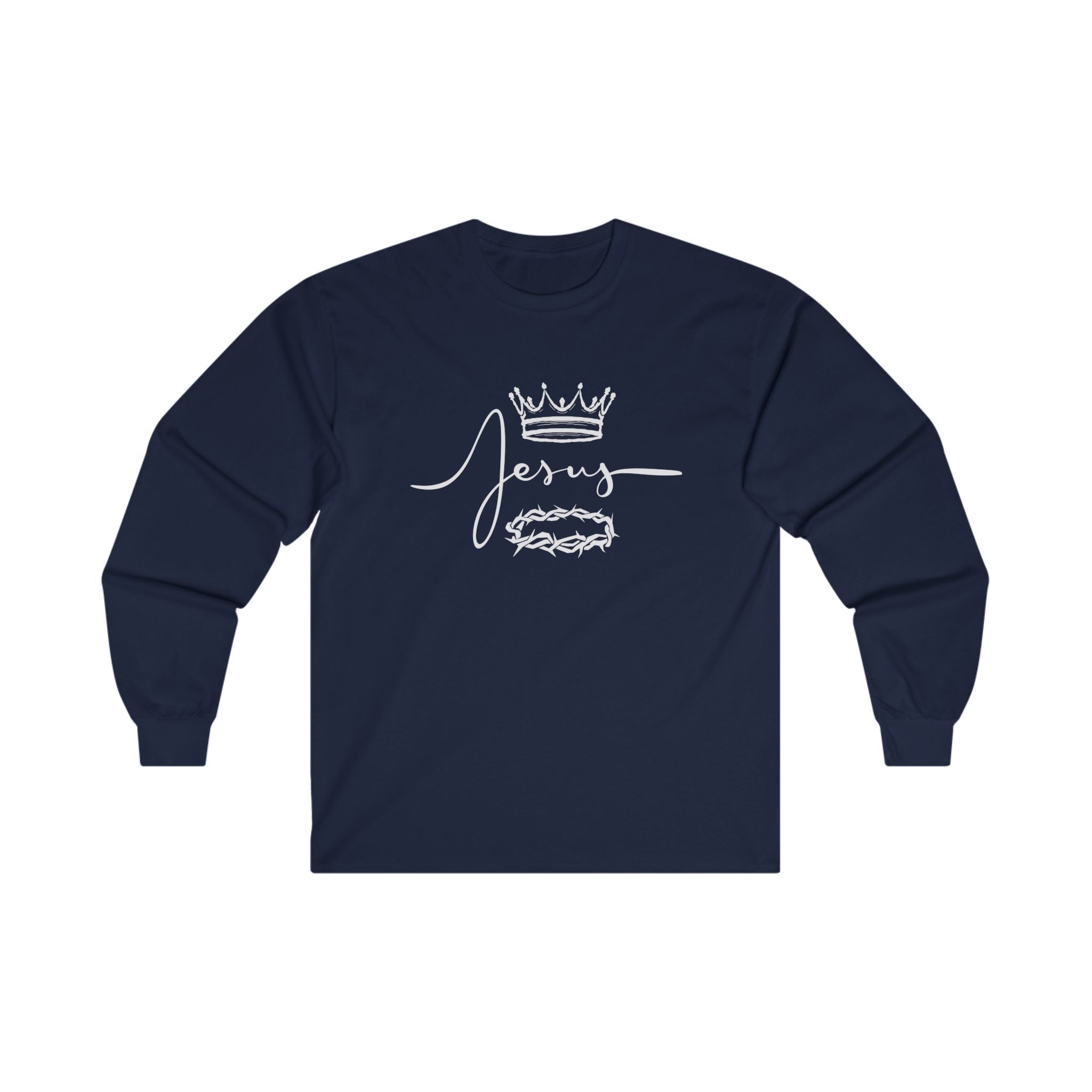 Collection of Crown & Thorn Jesus Unisex Long Sleeve Tee - Faith Inspired Apparel in a gallery layout