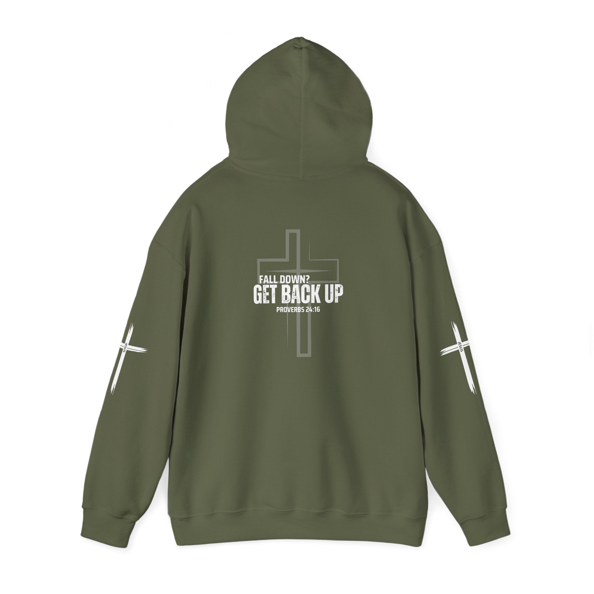 Collection of Fall Down? Get Back Up Psalm 24 Unisex Hooded Sweatshirt in a gallery layout