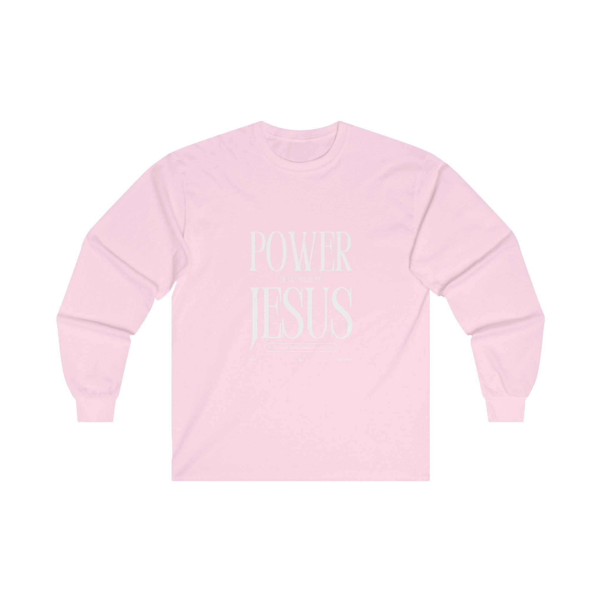 Collection of Power in the Name of Jesus Unisex Long Sleeve Tee - Faith-Based Spiritual Apparel in a gallery layout