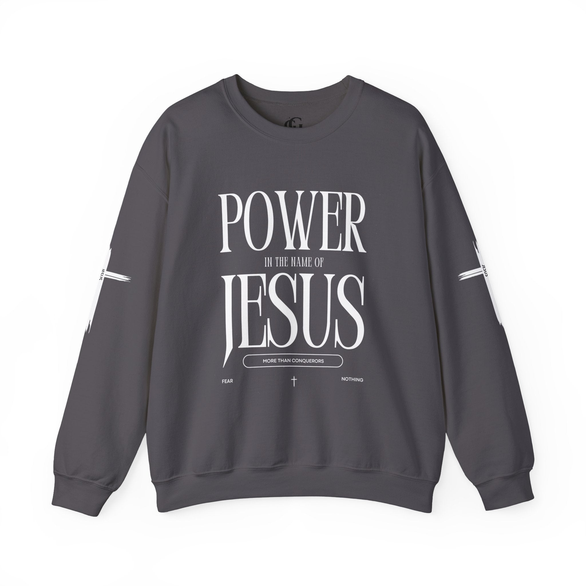 Collection of Power In the Name of Jesus Unisex Crewneck Sweatshirt for Comfort Lovers in a gallery layout