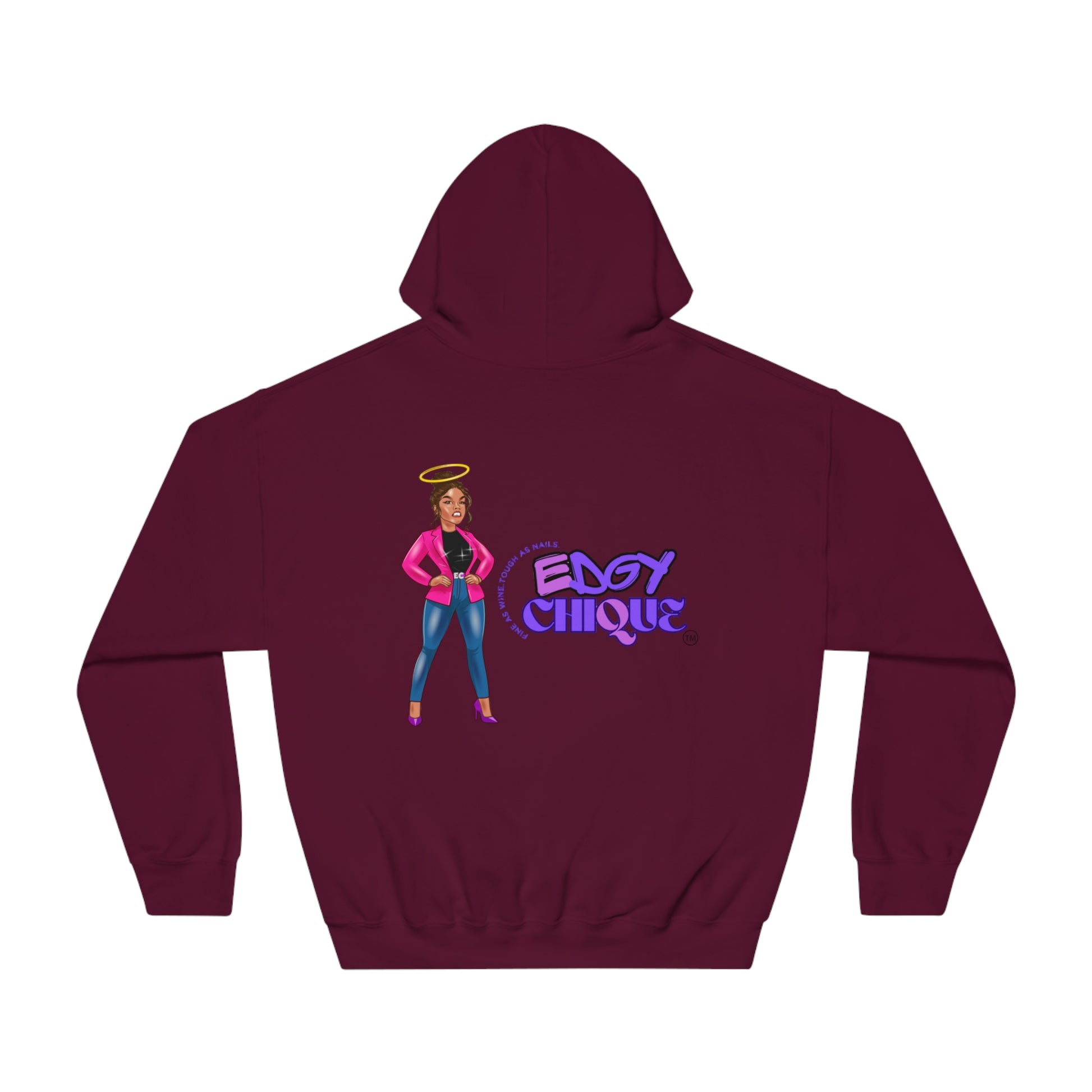 Edgy Chic Unisex Hooded Sweatshirt - Trendy Graphic Design for Fashion Lovers