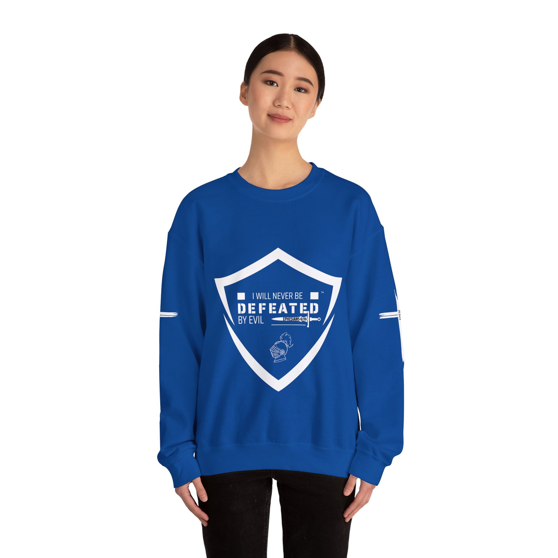 "I WILL NEVER BE DEFEATED" Unisex Crewneck Sweatshirt