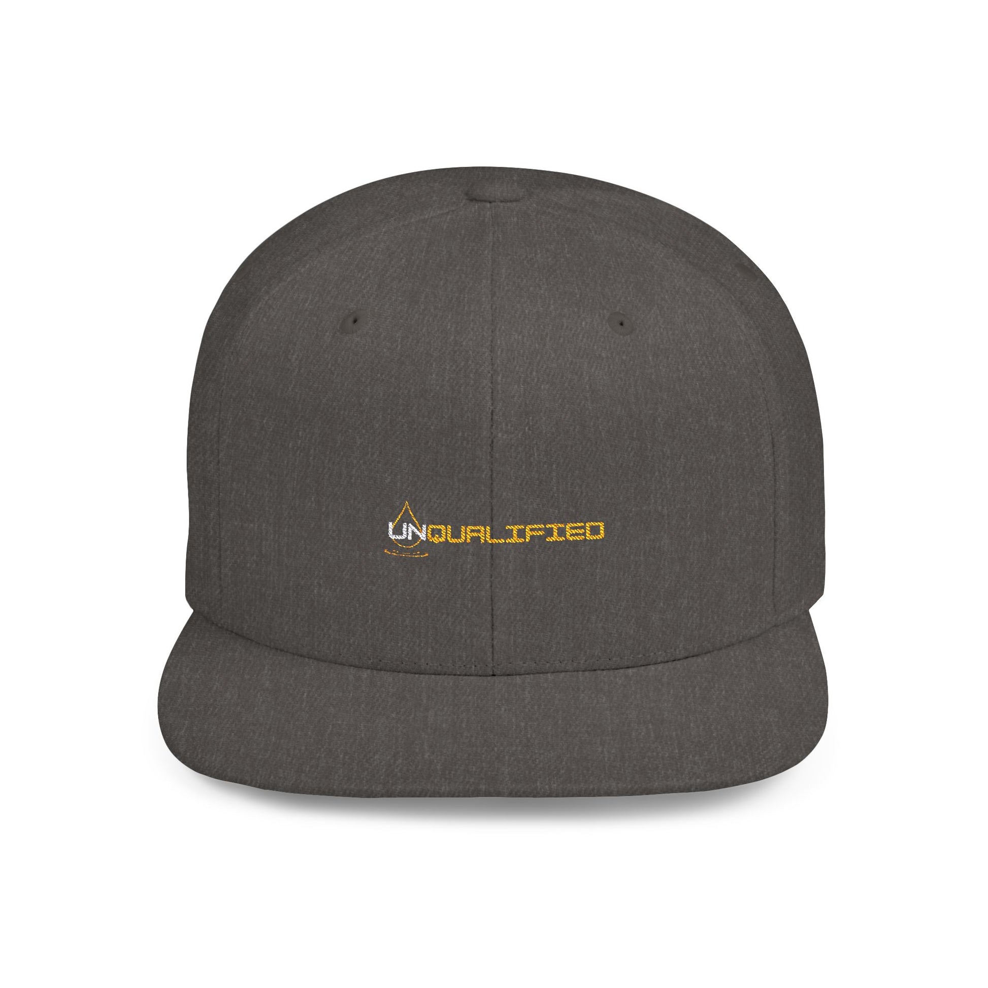 unQUALIFIED Embroidered Flat Bill Snapback Hat - Stylish & Trendy Headwear