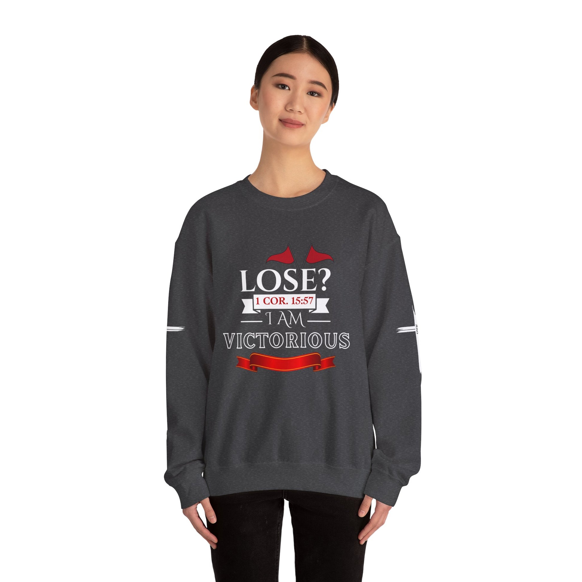 Inspirational Crewneck Sweatshirt - I AM VICTORIOUS 1 COR. 15:57 | Faith & Victory Apparel