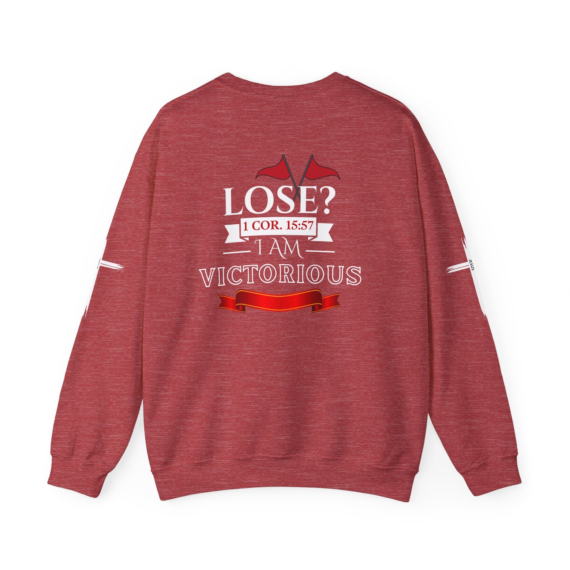 Inspirational Crewneck Sweatshirt - I AM VICTORIOUS 1 COR. 15:57 | Faith & Victory Apparel