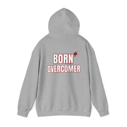 Collection of Born Overcomer - Unisex Heavy Blend Hoodie - Inspirational Sweatshirt for Everyday Comfort in a gallery layout