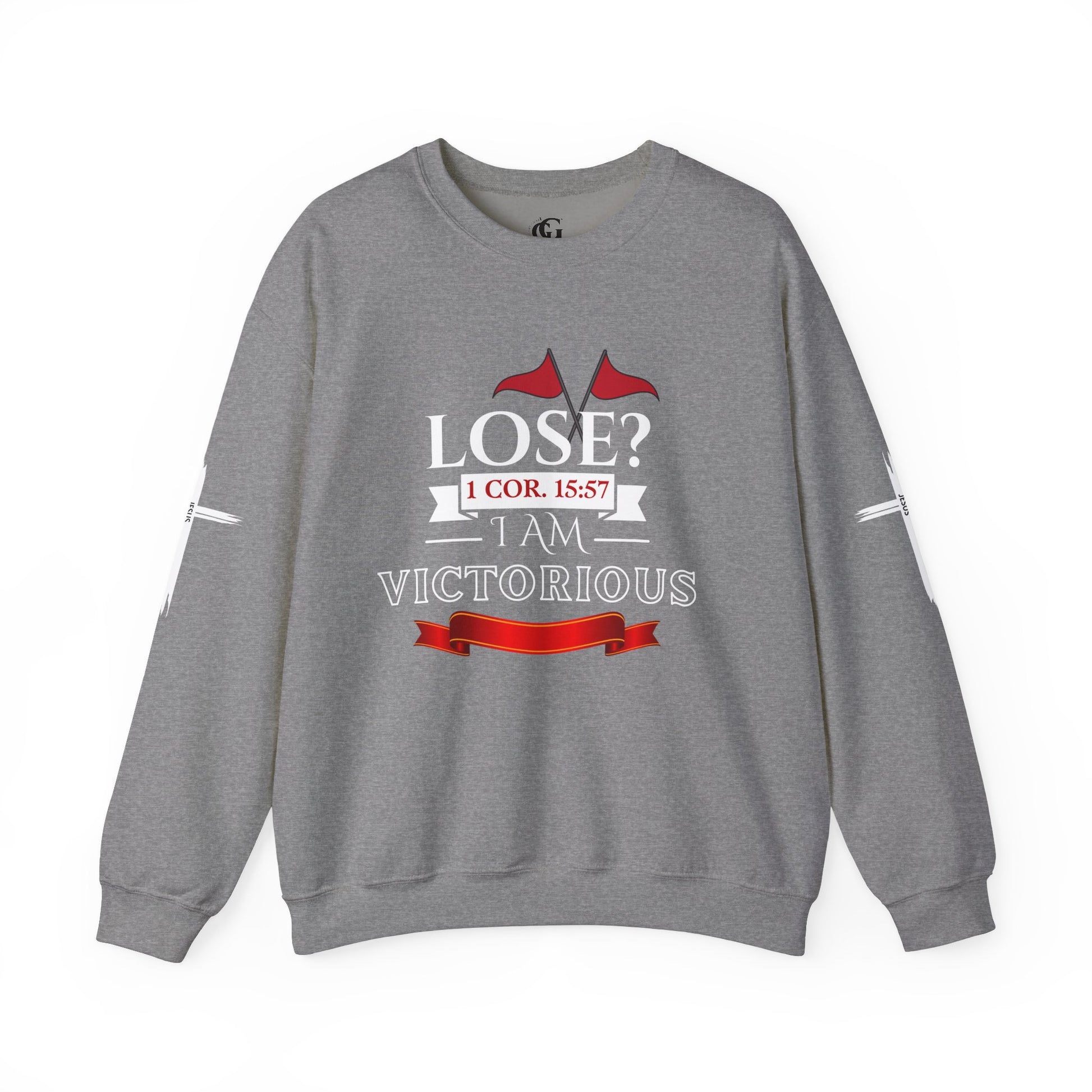 Inspirational Crewneck Sweatshirt - I AM VICTORIOUS 1 COR. 15:57 | Faith & Victory Apparel