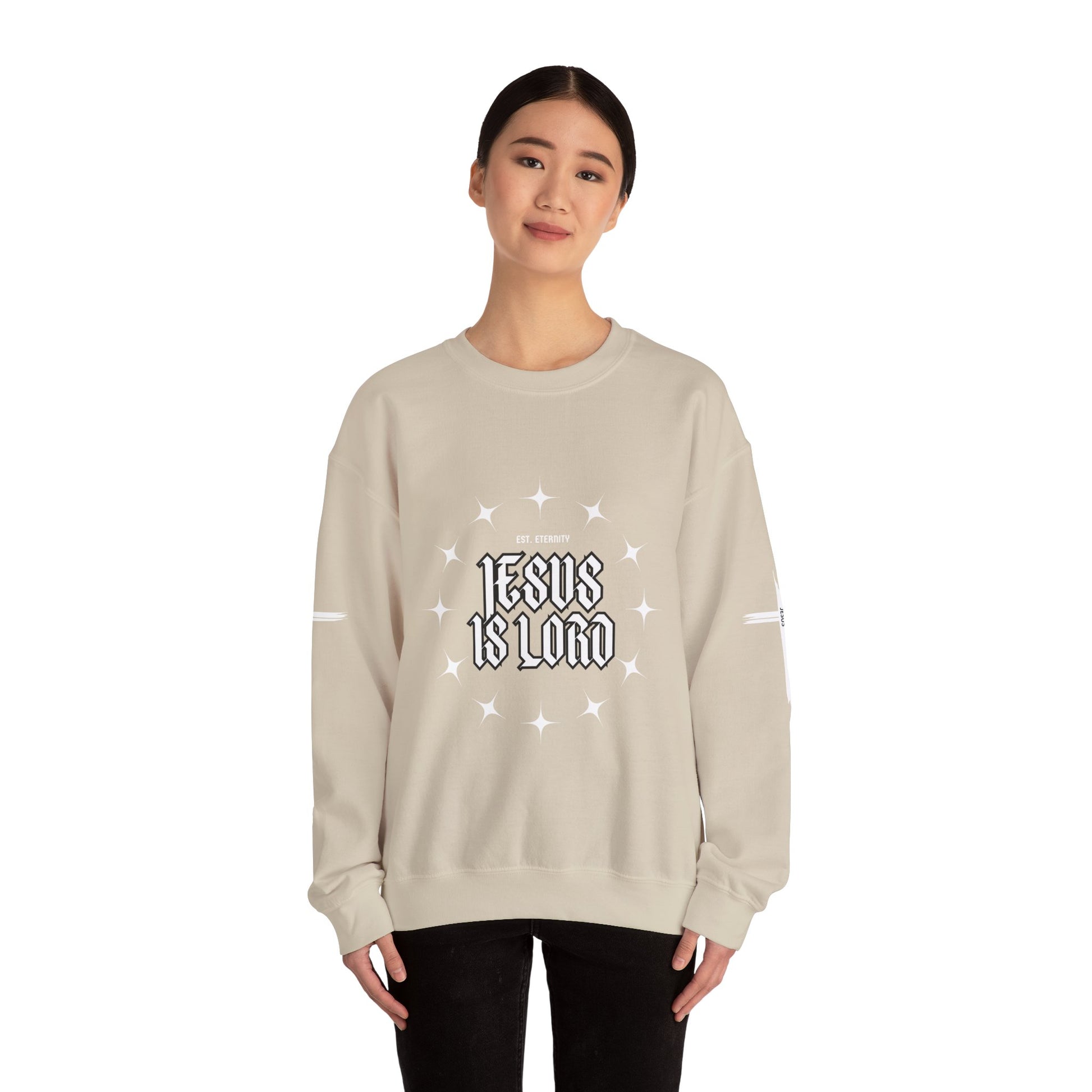 Faith-Inspired Unisex Heavy Blend Crewneck Sweatshirt - 'Jesus Is Lord' Design