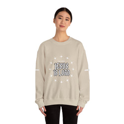 Collection of Faith-Inspired Unisex Heavy Blend Crewneck Sweatshirt - 'Jesus Is Lord' Design in a gallery layout