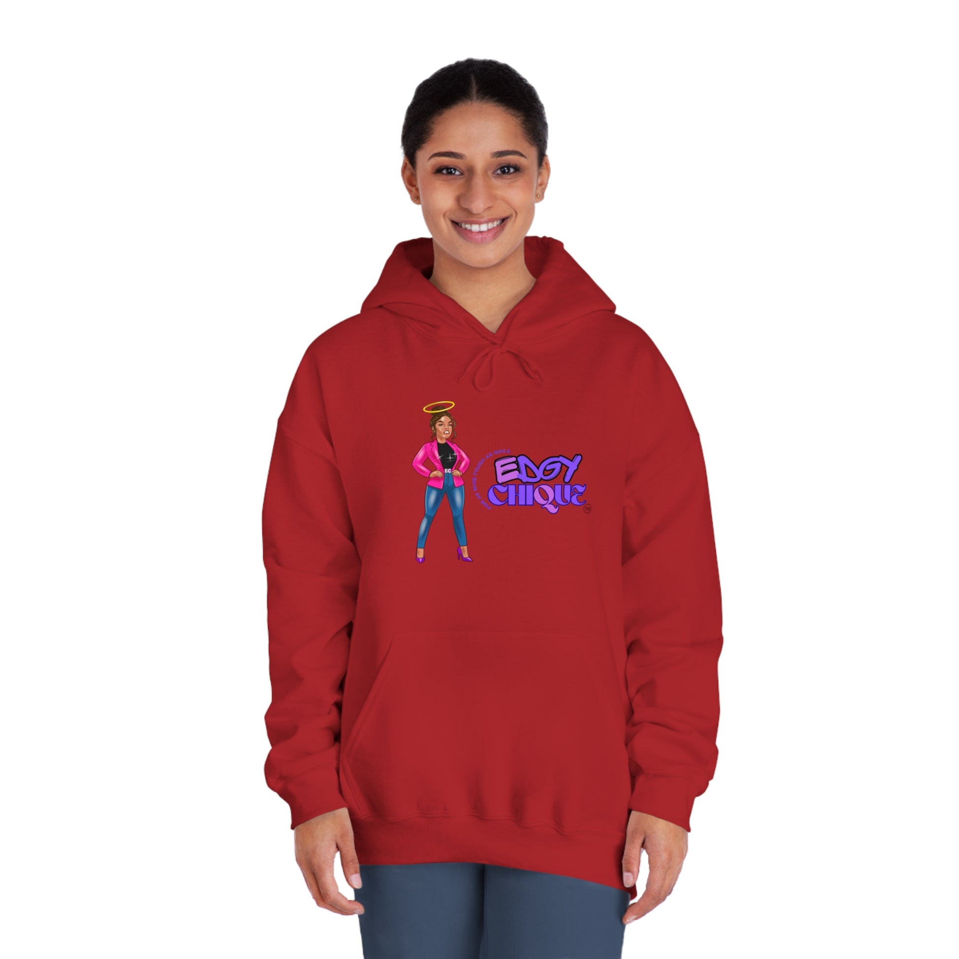 Edgy Chic Unisex Hooded Sweatshirt - Trendy Graphic Design for Fashion Lovers