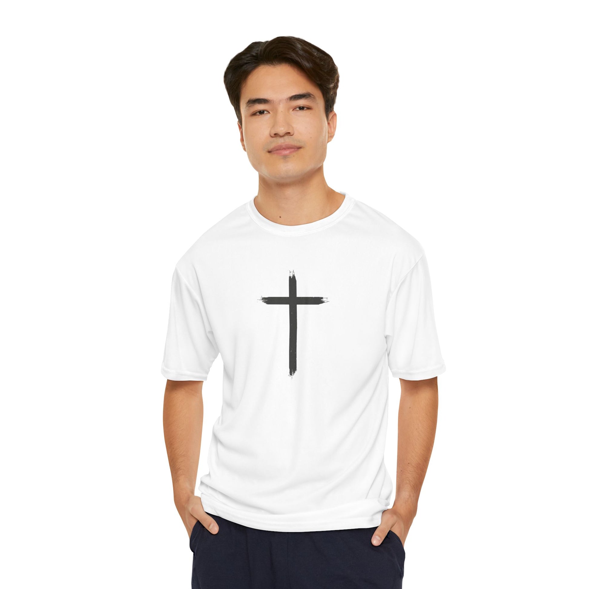 Men's Performance T-Shirt with Cross Design - Ideal for Active Lifestyle & Faith-Inspired Wear