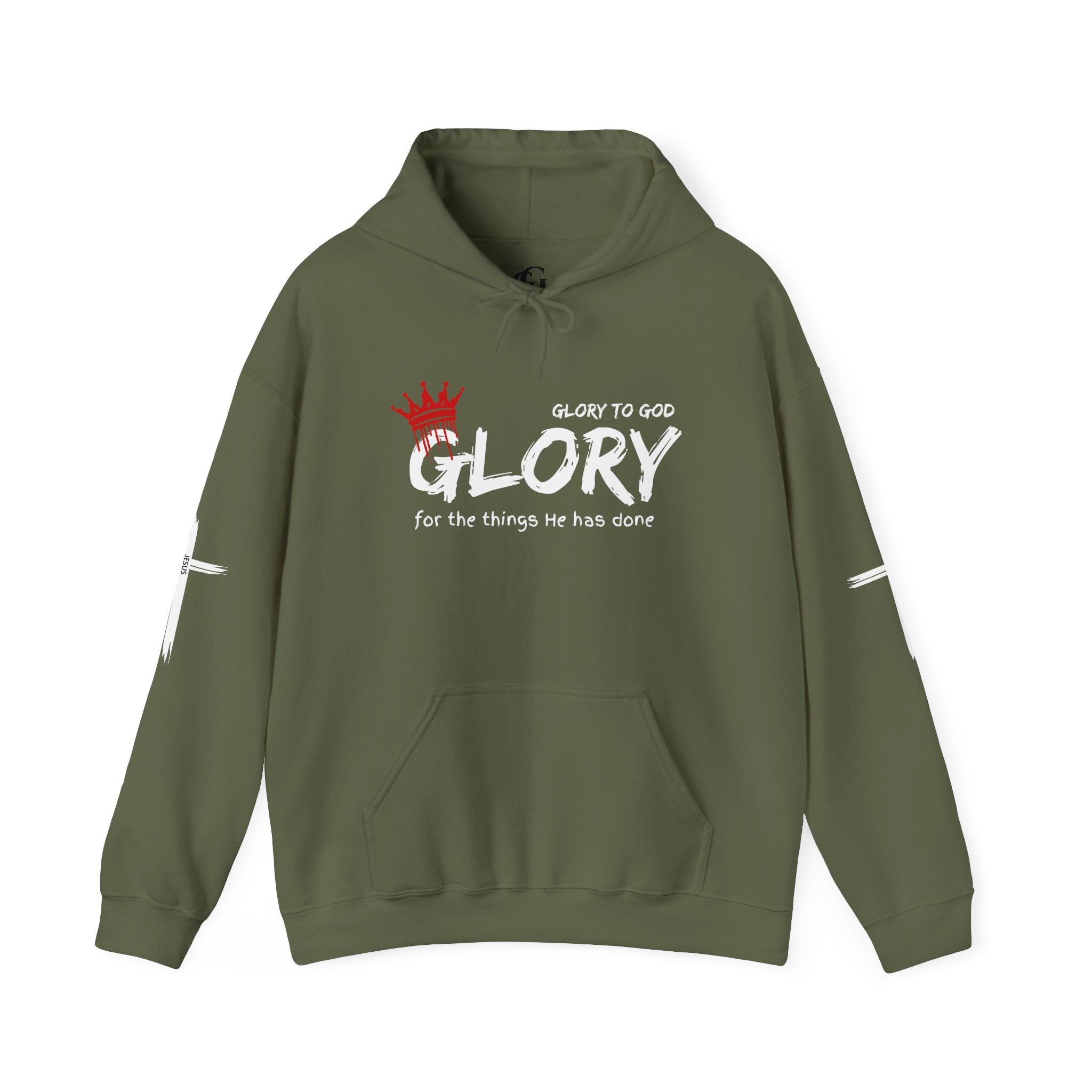 Collection of Glory to God Crown & Cross Unisex Hoodie in a gallery layout