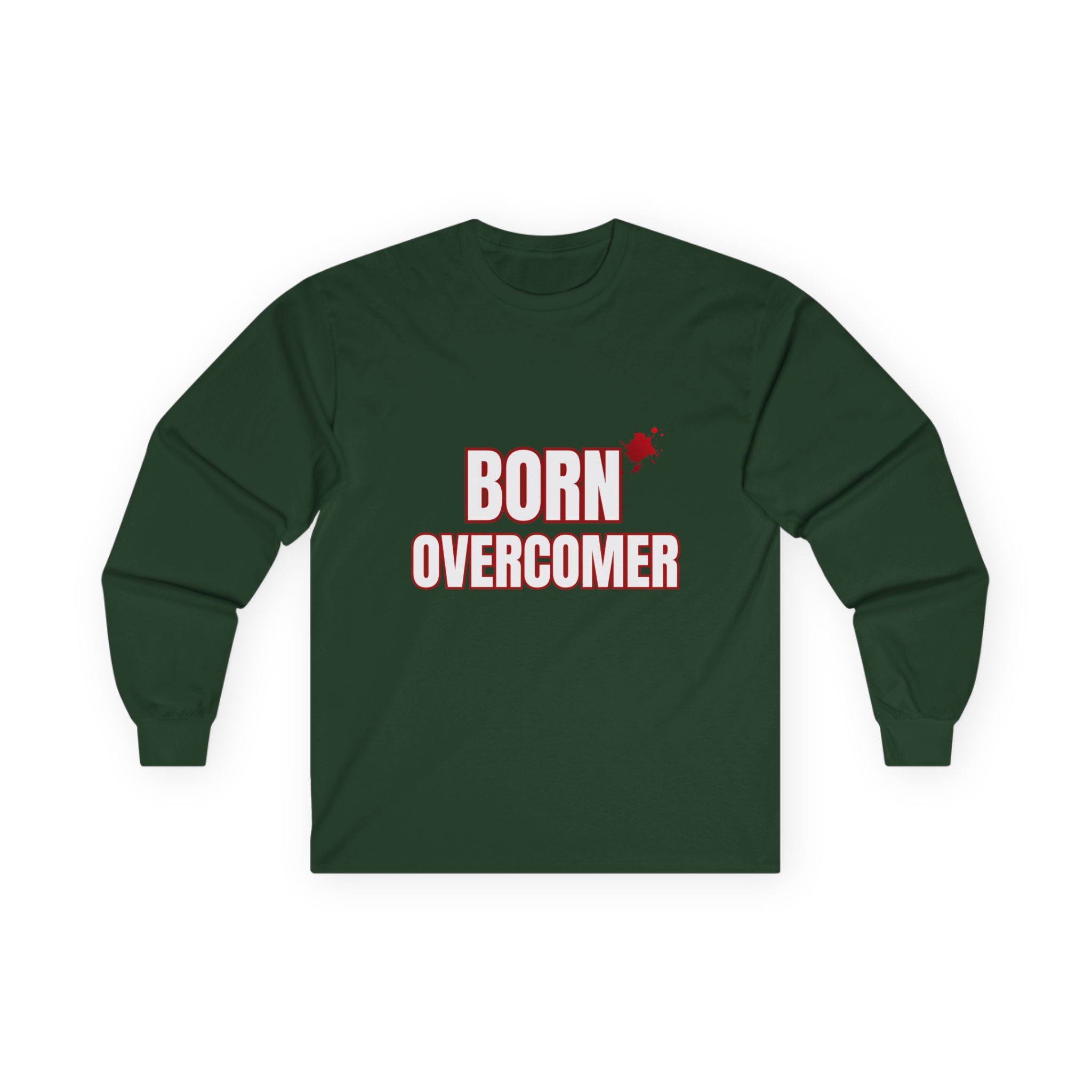 Collection of Born Overcomer Unisex Long Sleeve Tee - Inspirational Motivational Shirt in a gallery layout