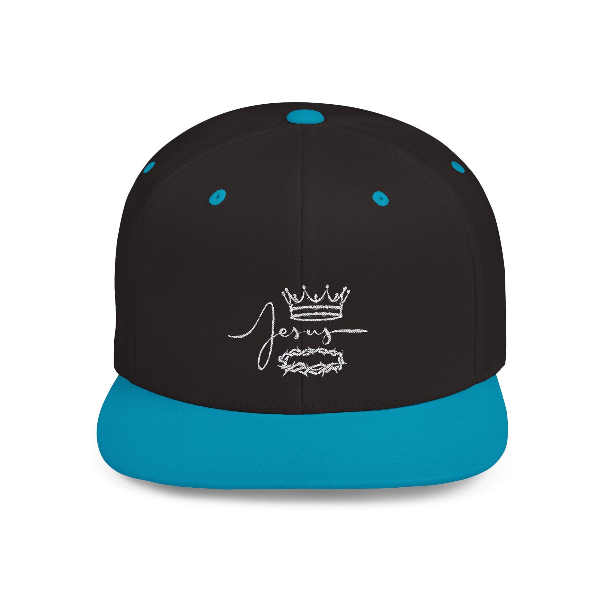 Jesus Crown Flat Bill Snapback Hat - Stylish Christian Apparel