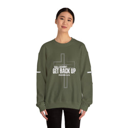 Collection of Inspirational Crewneck Sweatshirt - 'Get Back Up' Proverbs 24:16 in a gallery layout