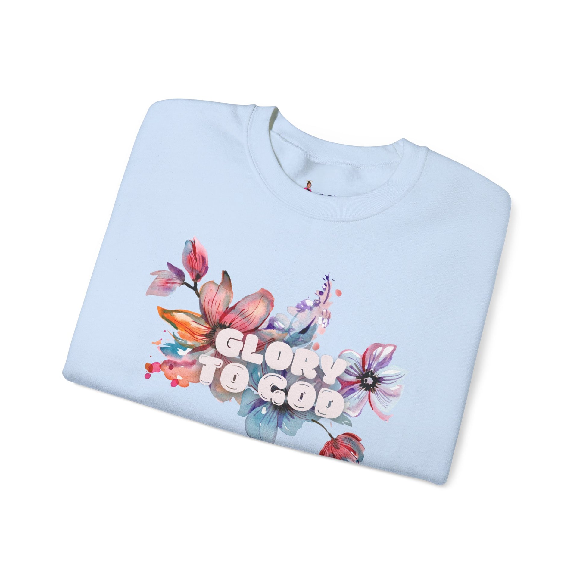 "Glory to God" Floral Crewneck Sweatshirt: no-chenille patch