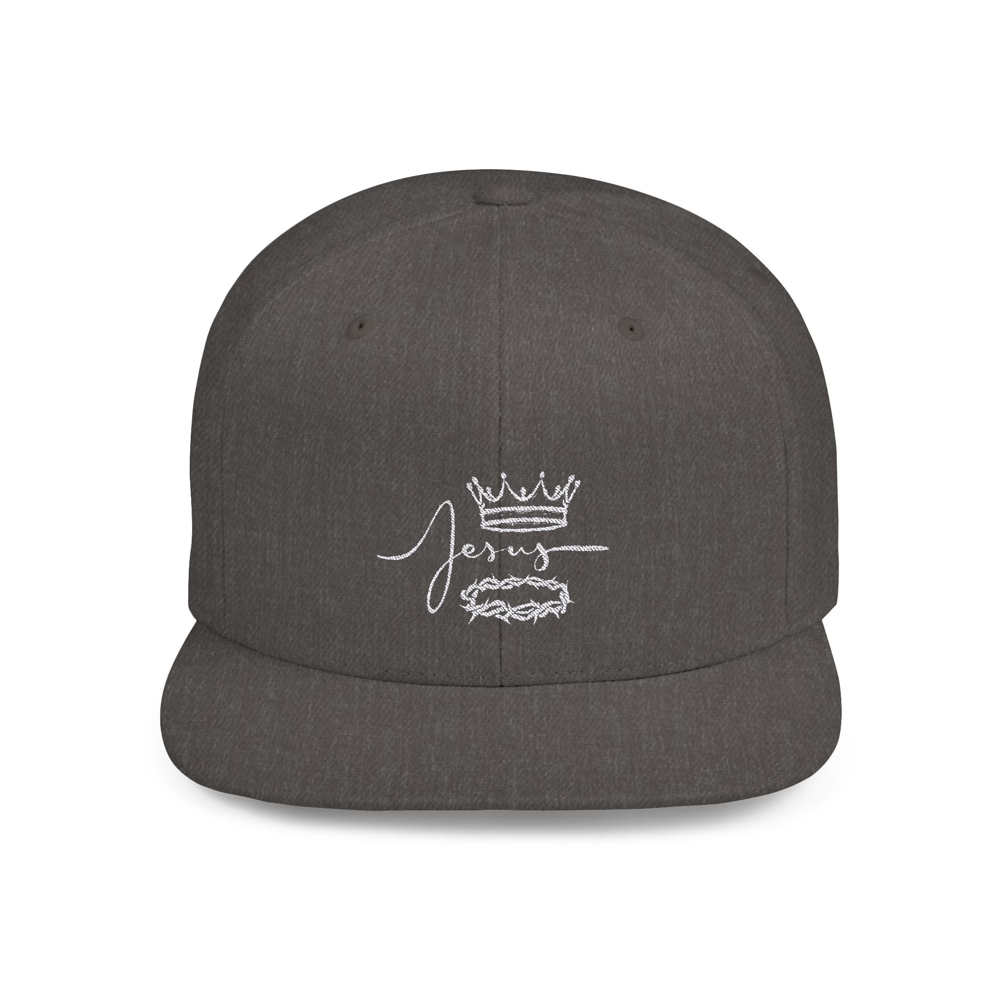 Collection of Jesus Crown Flat Bill Snapback Hat - Stylish Christian Apparel in a gallery layout