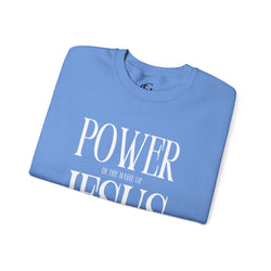 Collection of Power In the Name of Jesus Unisex Crewneck Sweatshirt for Comfort Lovers in a gallery layout