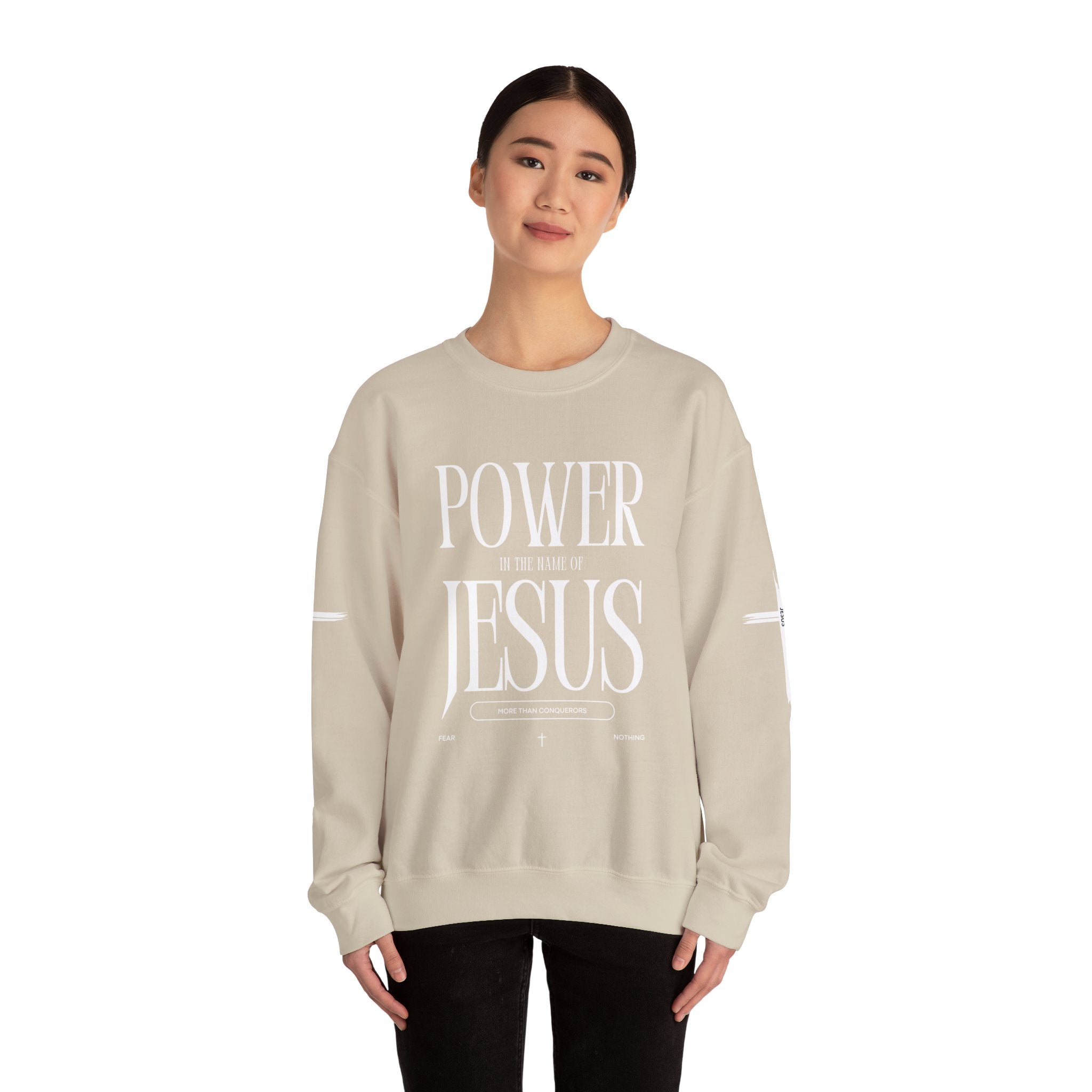 Collection of Power In the Name of Jesus Unisex Crewneck Sweatshirt for Comfort Lovers in a gallery layout