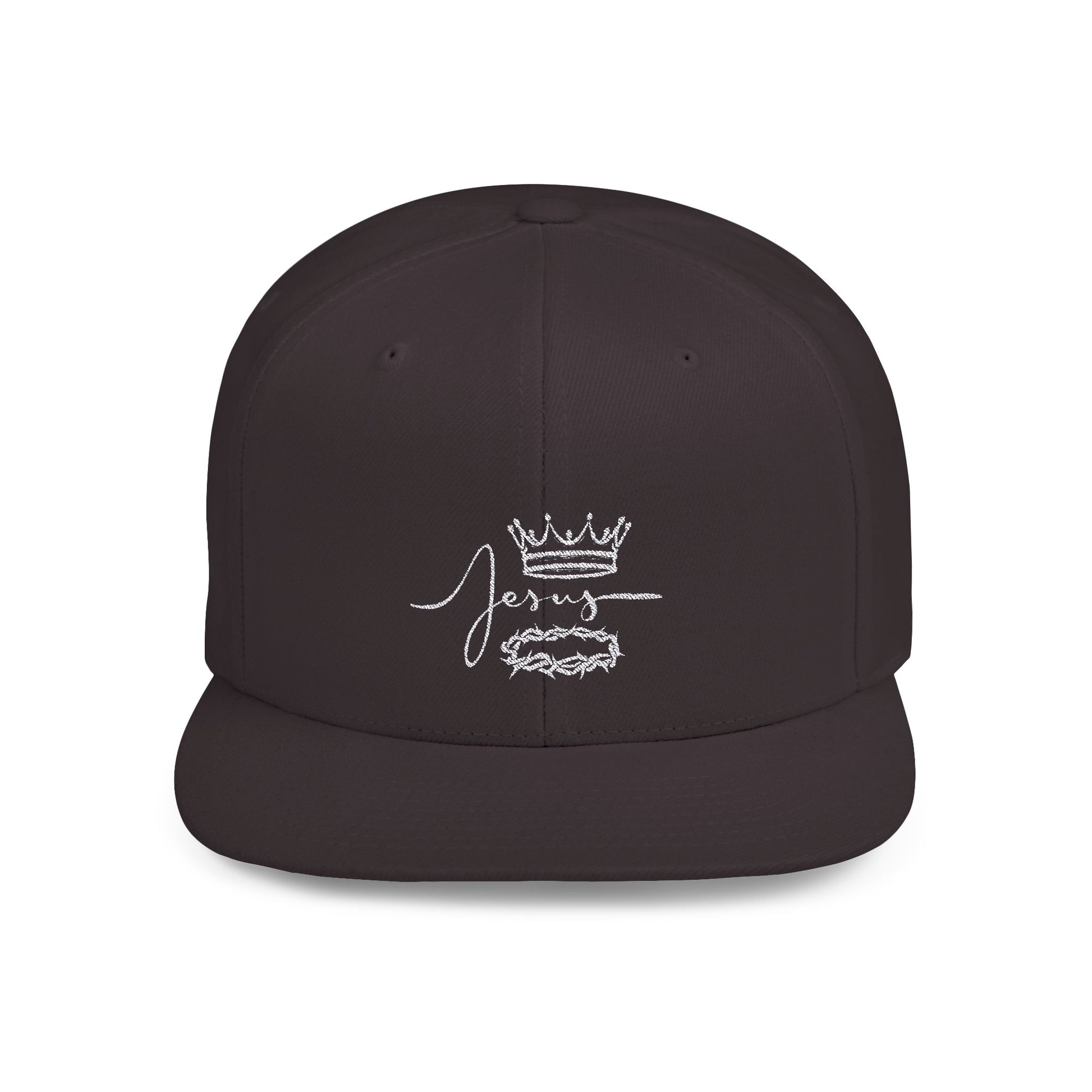 Jesus Crown Flat Bill Snapback Hat - Stylish Christian Apparel