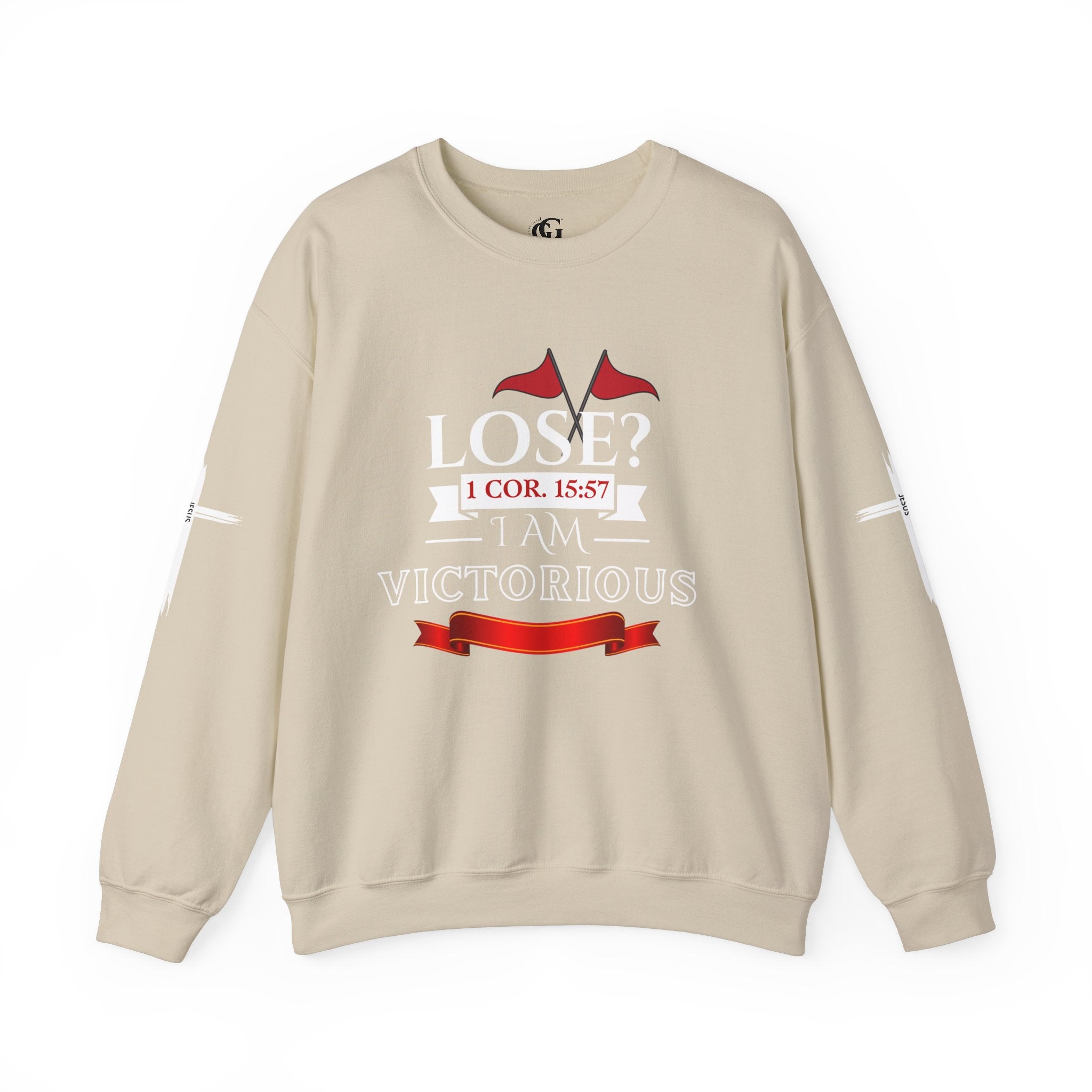 Collection of Inspirational Crewneck Sweatshirt - I AM VICTORIOUS 1 COR. 15:57 | Faith & Victory Apparel in a gallery layout