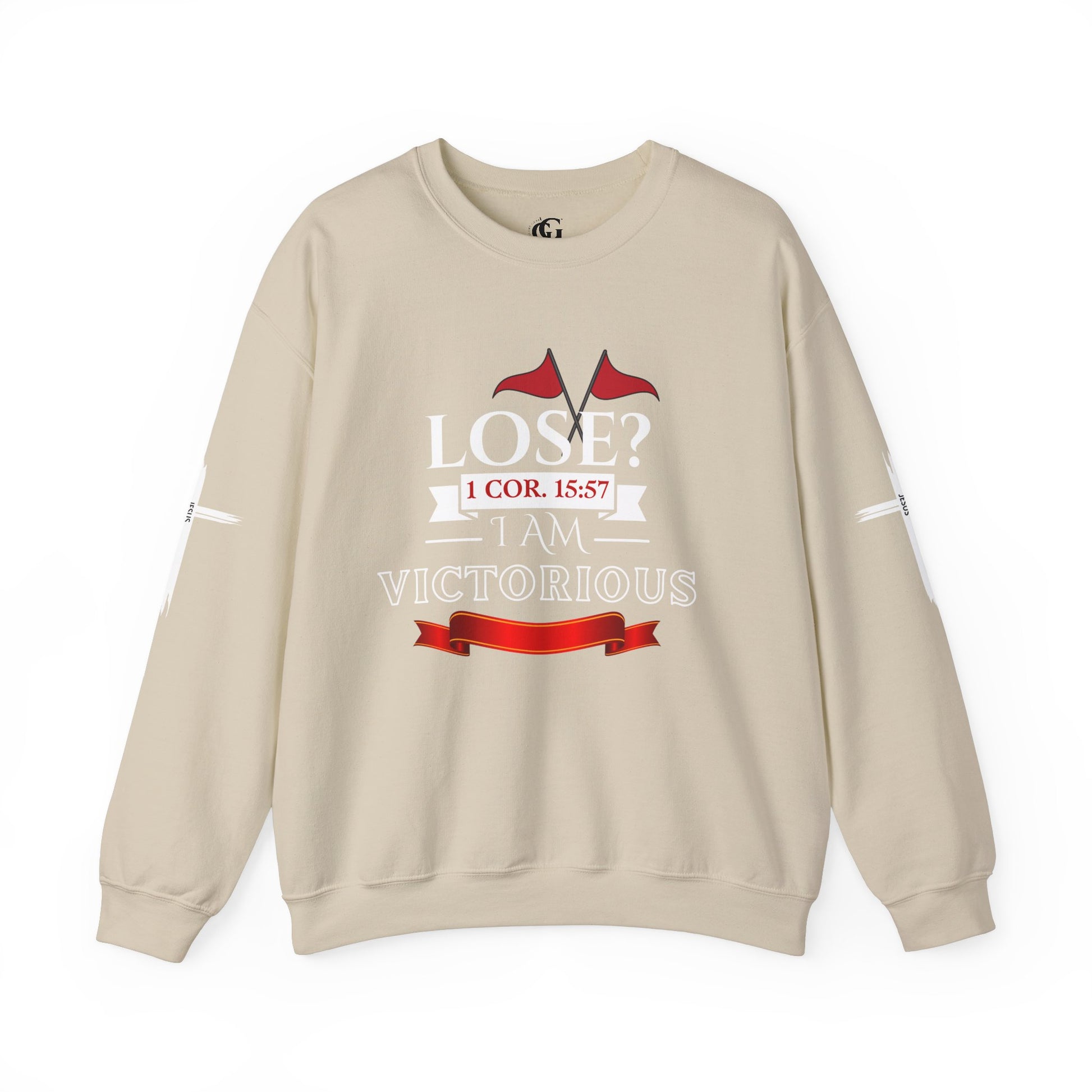 Inspirational Crewneck Sweatshirt - I AM VICTORIOUS 1 COR. 15:57 | Faith & Victory Apparel