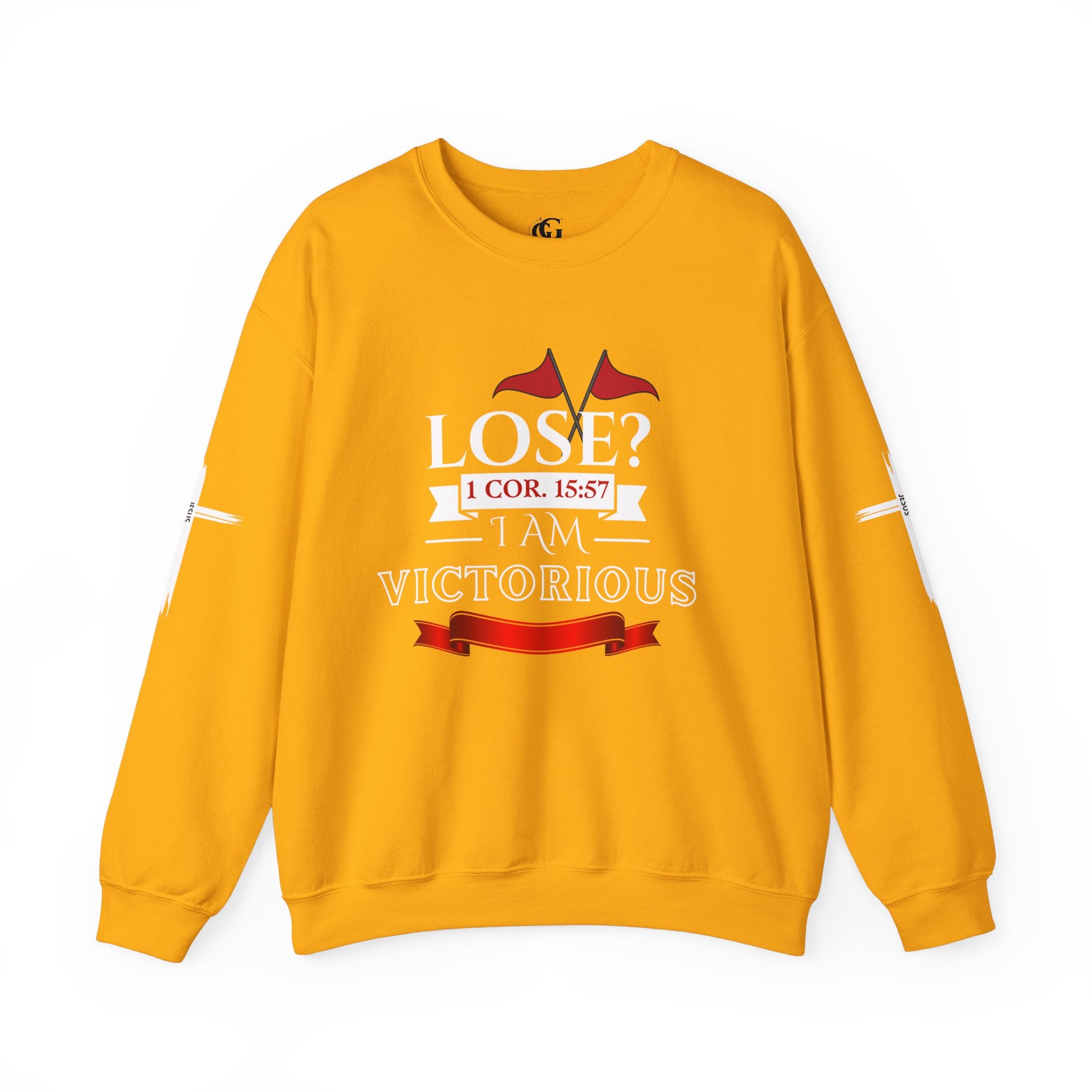 Collection of Inspirational Crewneck Sweatshirt - I AM VICTORIOUS 1 COR. 15:57 | Faith & Victory Apparel in a gallery layout