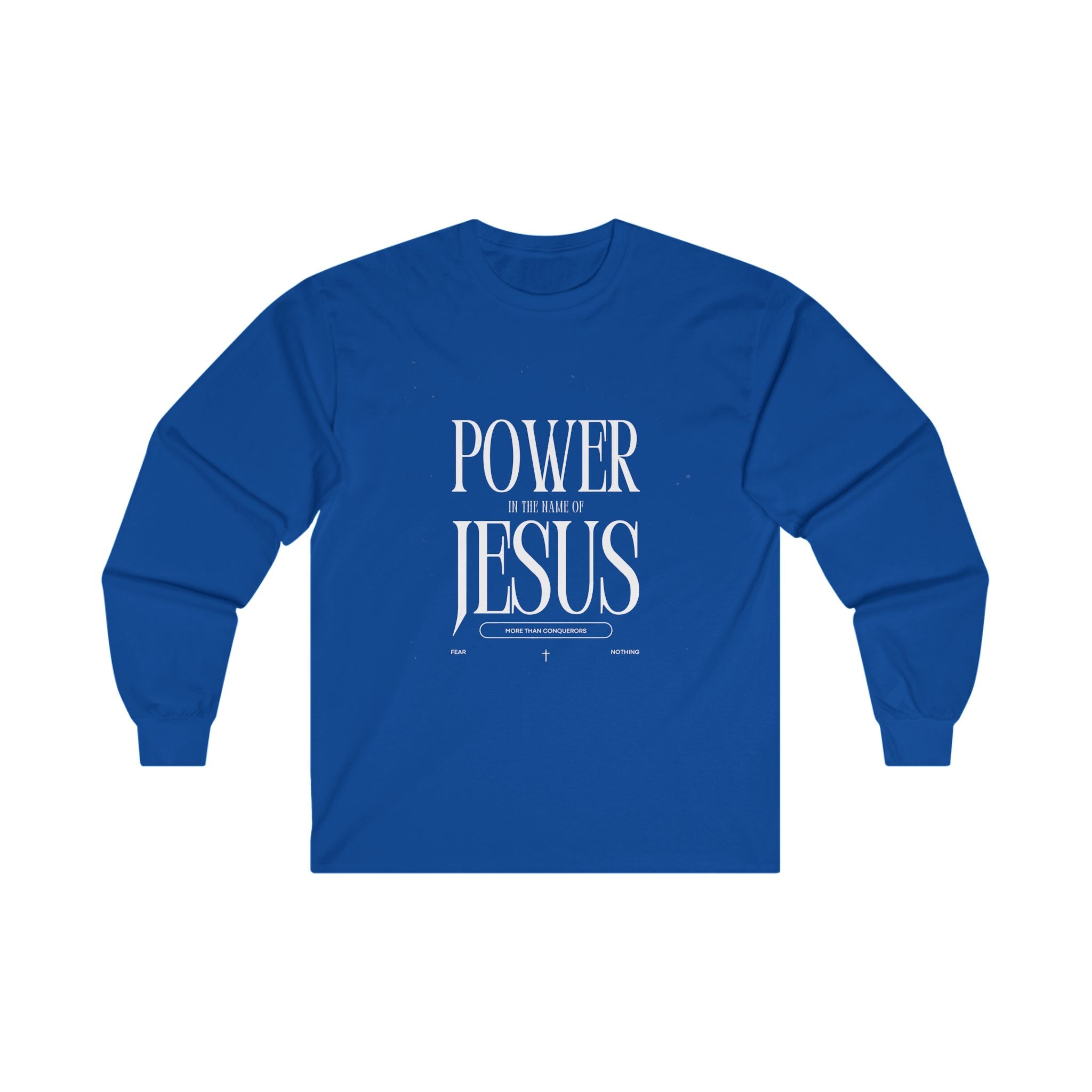 Collection of Power in the Name of Jesus Unisex Long Sleeve Tee - Faith-Based Spiritual Apparel in a gallery layout