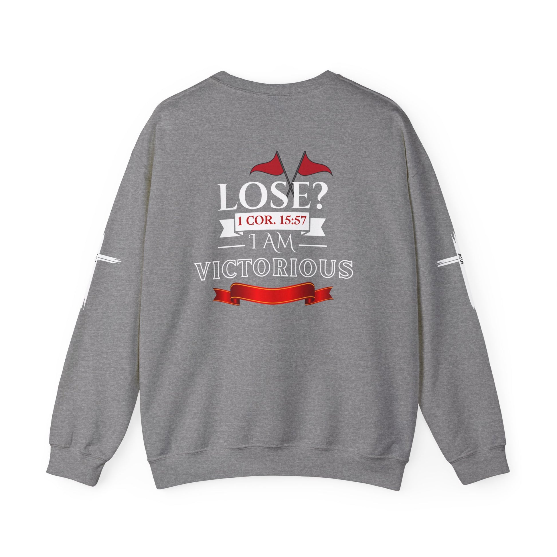 Inspirational Crewneck Sweatshirt - I AM VICTORIOUS 1 COR. 15:57 | Faith & Victory Apparel