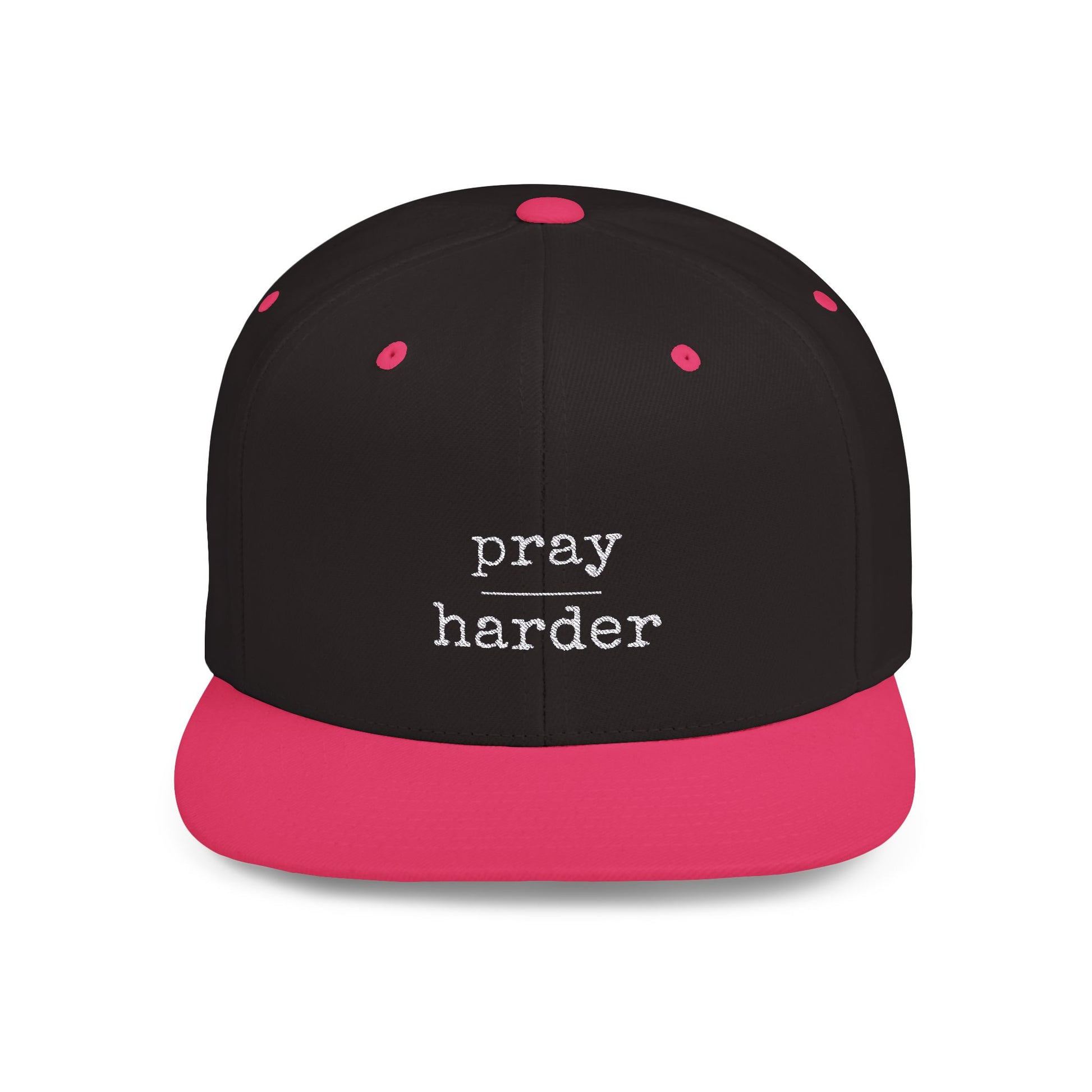 Pray Harder Flat Bill Snapback Hat - Motivational Cap for Daily Inspiration