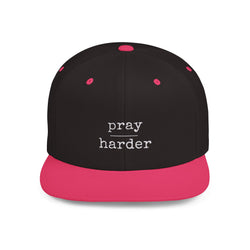 Collection of Pray Harder Flat Bill Snapback Hat - Motivational Cap for Daily Inspiration in a gallery layout