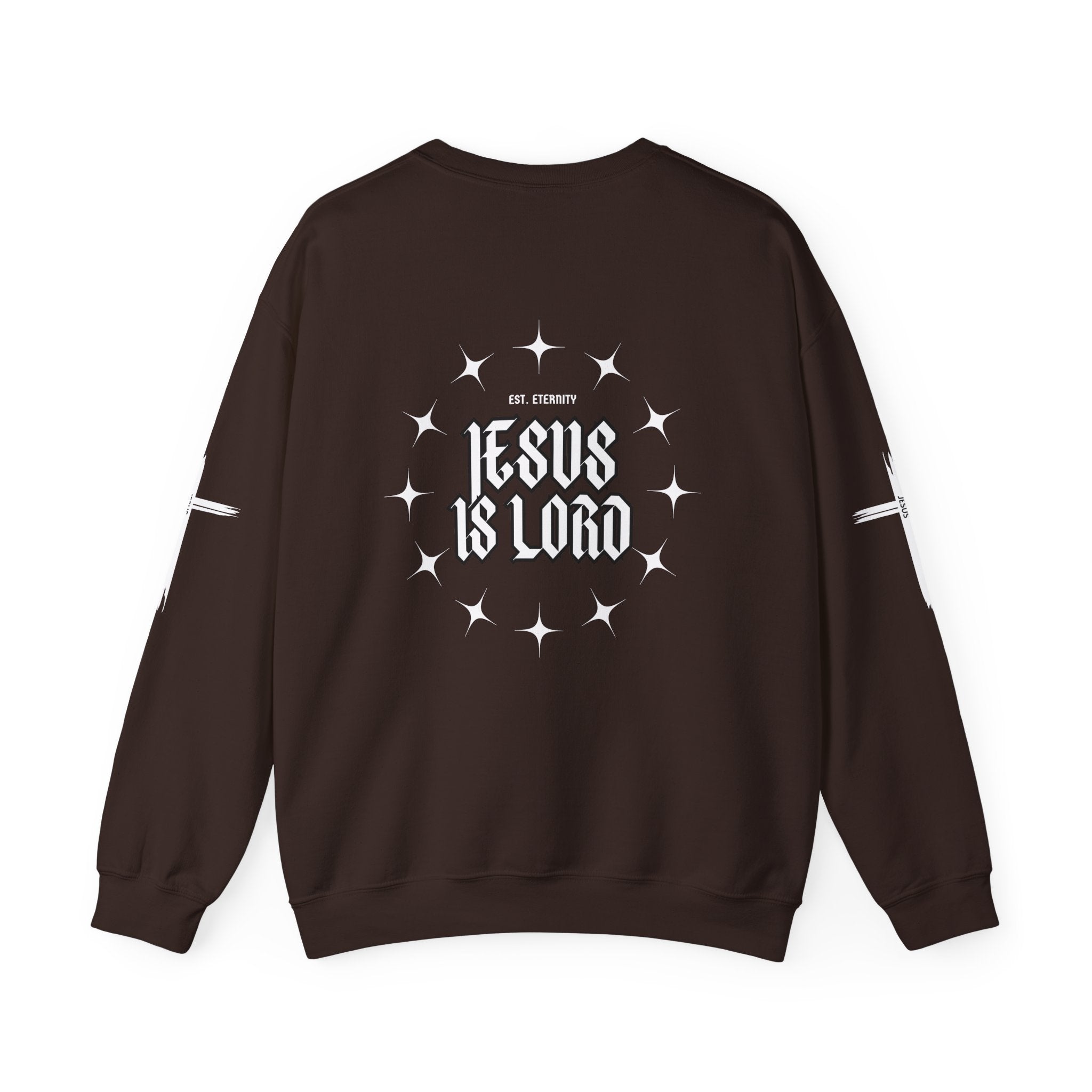 Collection of Faith-Inspired Unisex Heavy Blend Crewneck Sweatshirt - 'Jesus Is Lord' Design in a gallery layout