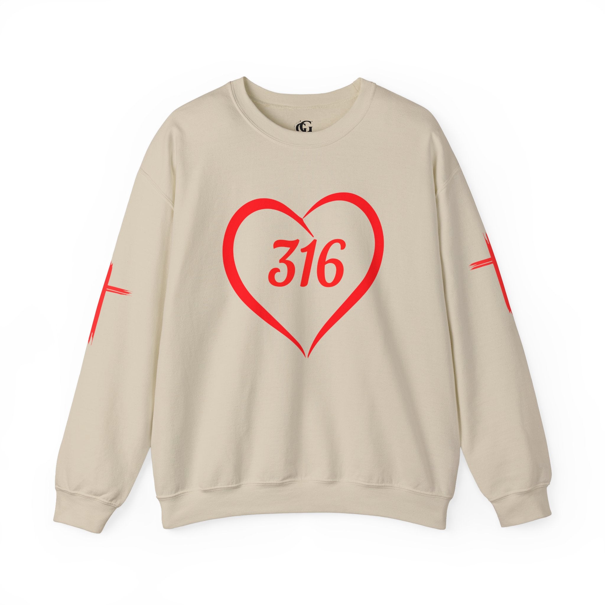 Collection of 316 Heart Graphic Unisex Crewneck Sweatshirt - Cozy Casual Love in a gallery layout