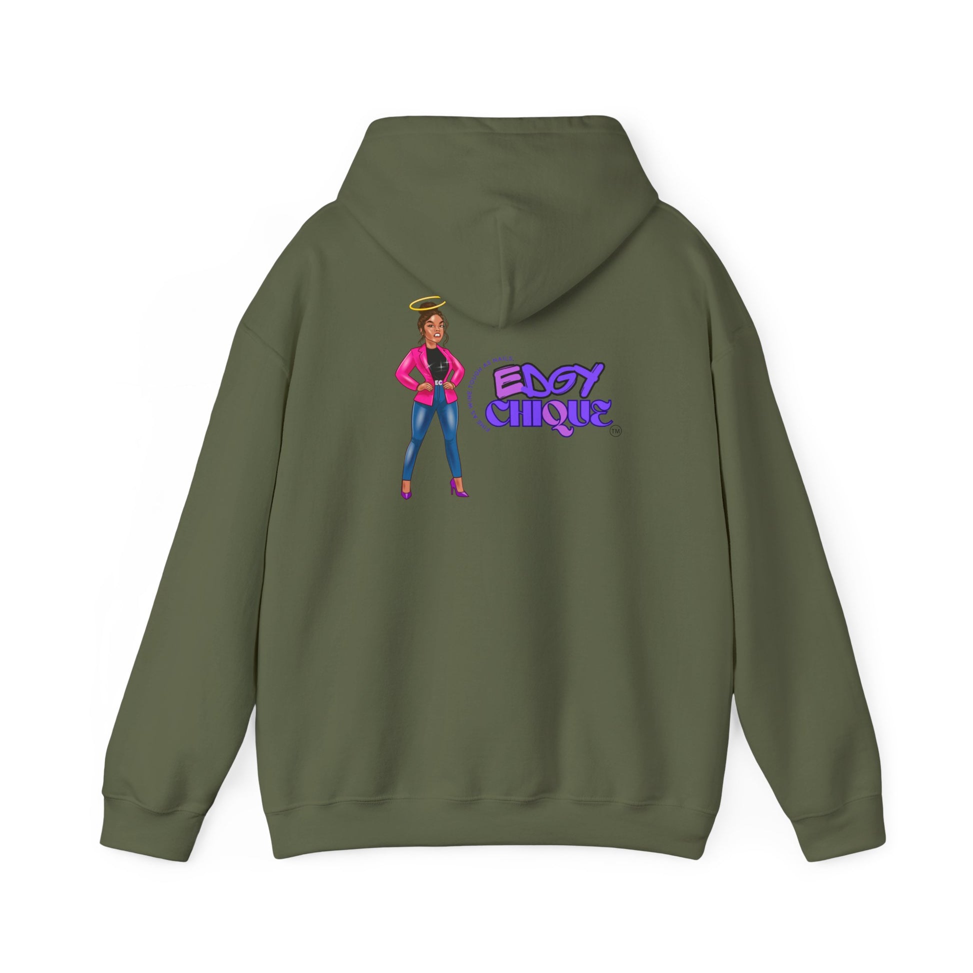 Edgy Chique Unisex Heavy Blend™ Hooded Sweatshirt - Trendy Graphic Pullover for Streetwear Enthusiasts